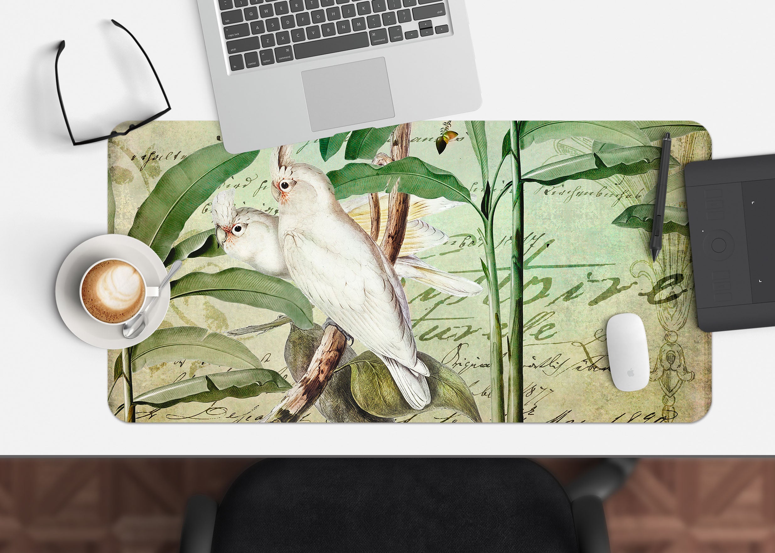 3D White Bird 5231 Andrea Haase Desk Mat