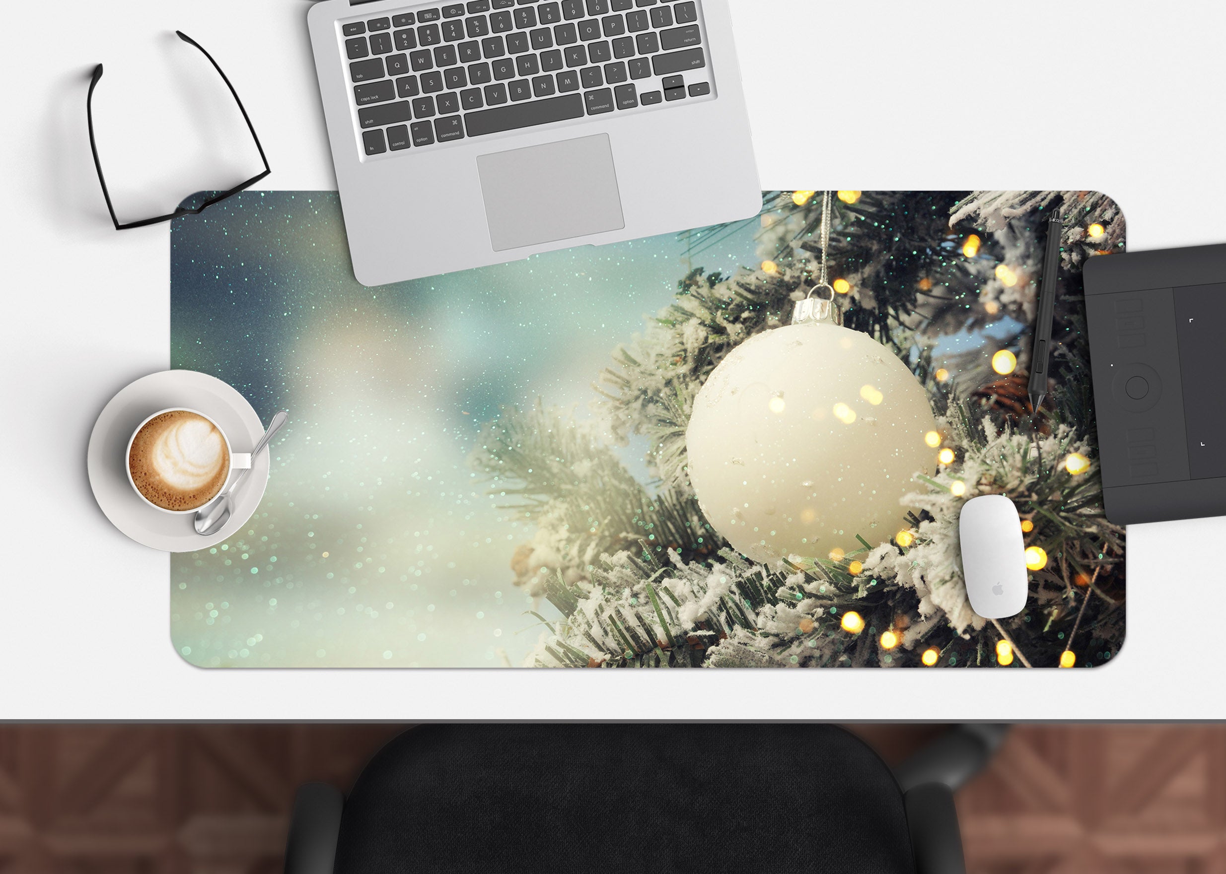 3D White Ball 51190 Christmas Desk Mat Xmas