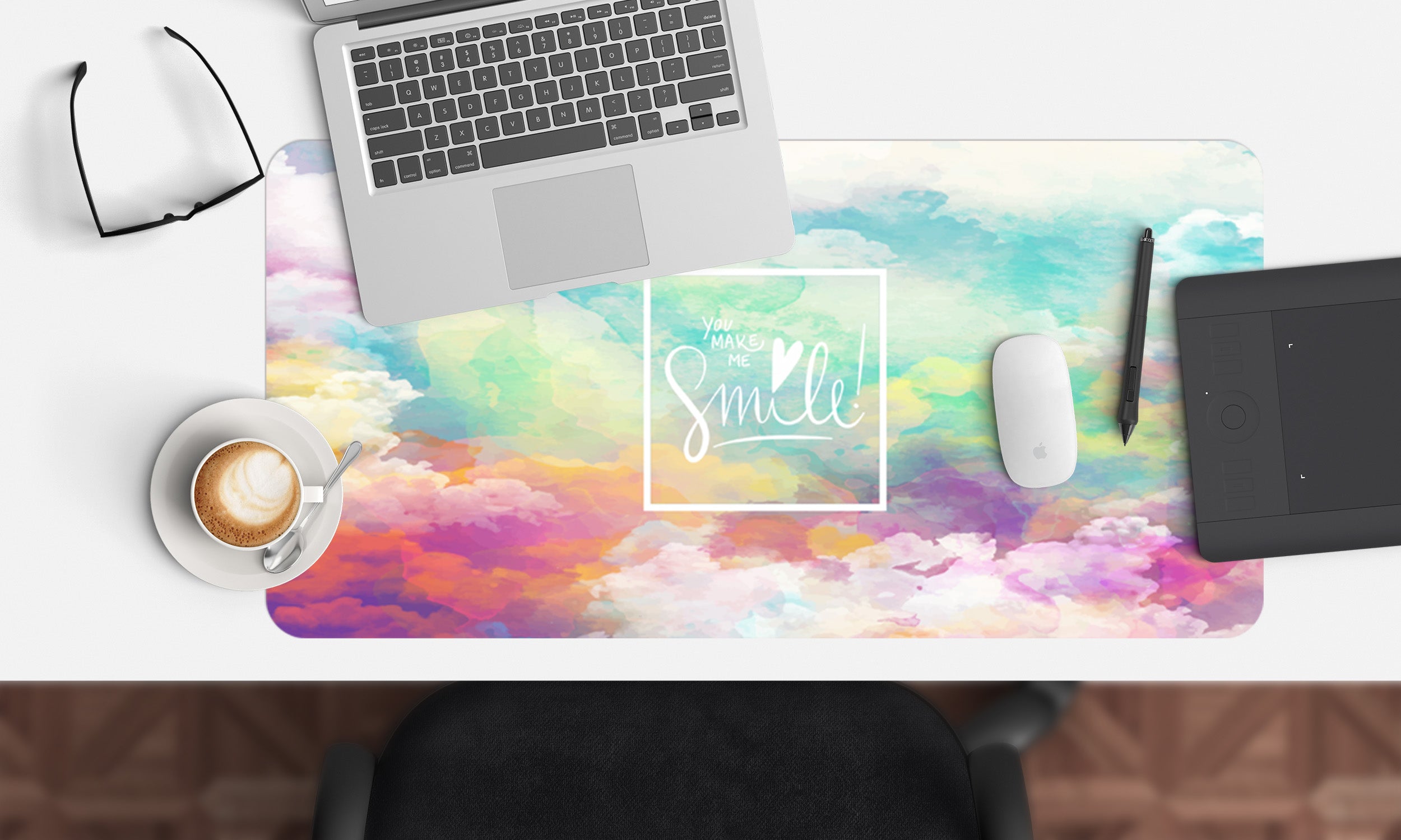 3D Colorful Clouds 17061 Desk Mat