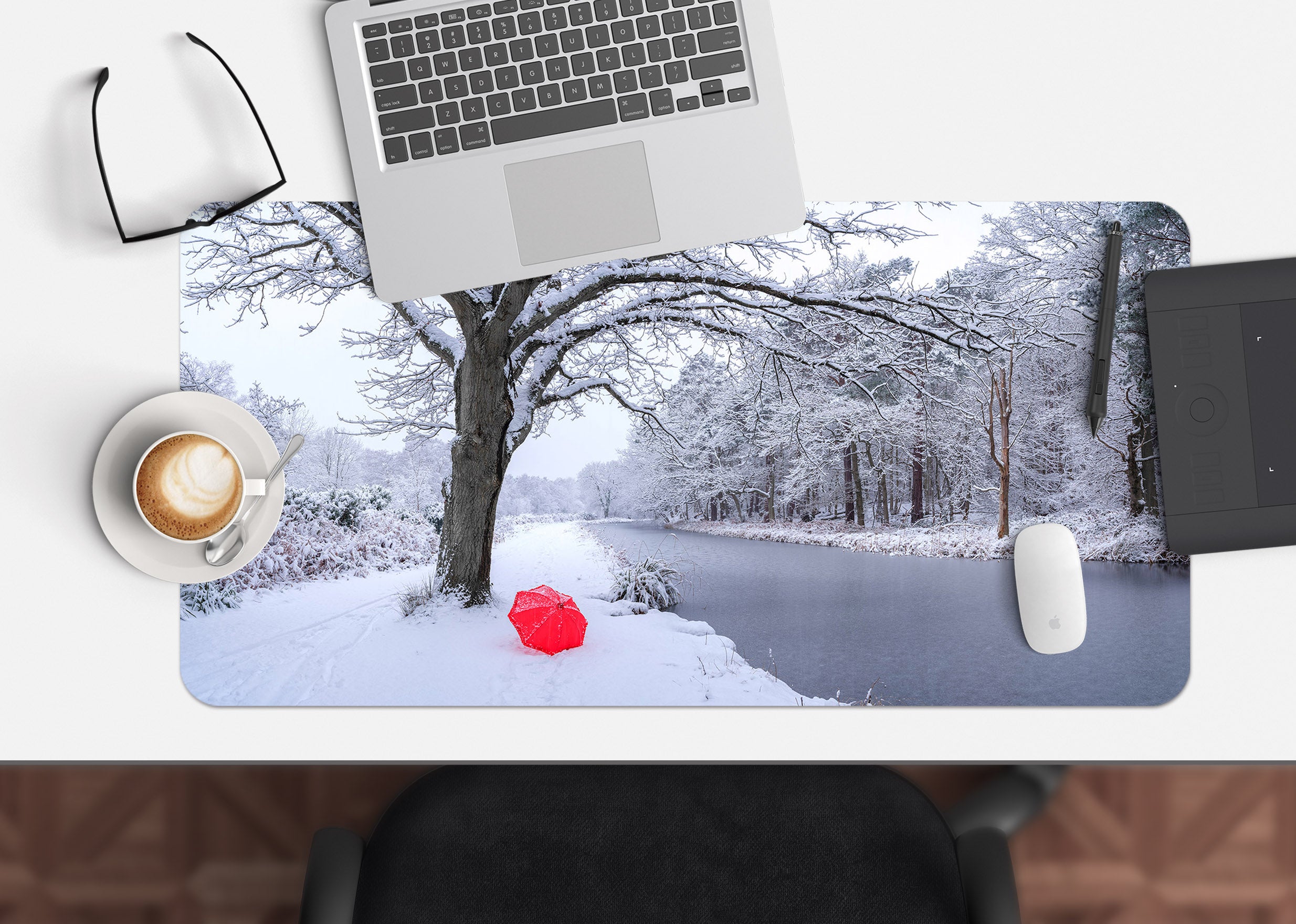 3D Snow Tree 7771 Assaf Frank Desk Mat
