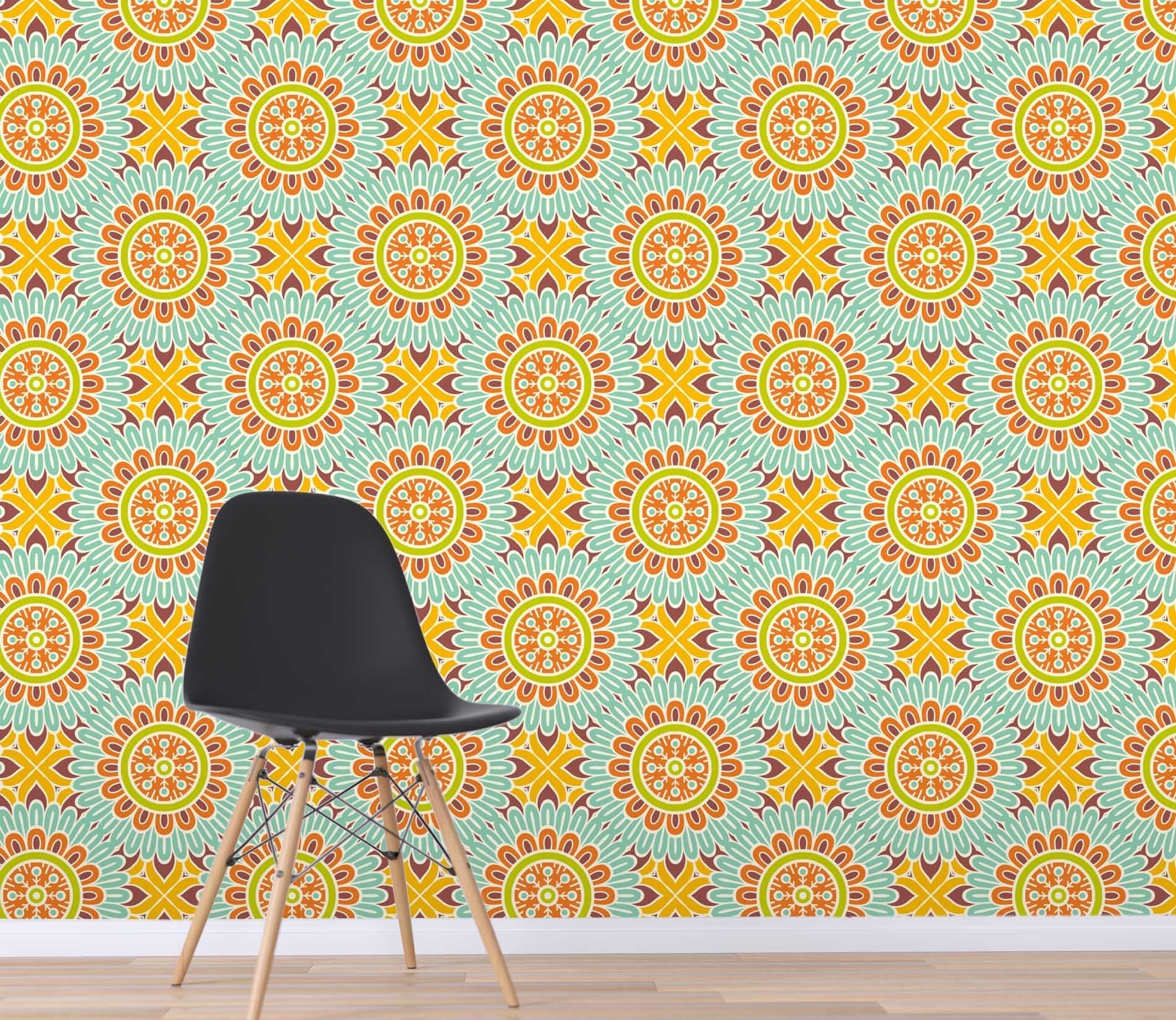 3D Orange Flower Pattern 305 Wallpaper AJ Wallpaper 