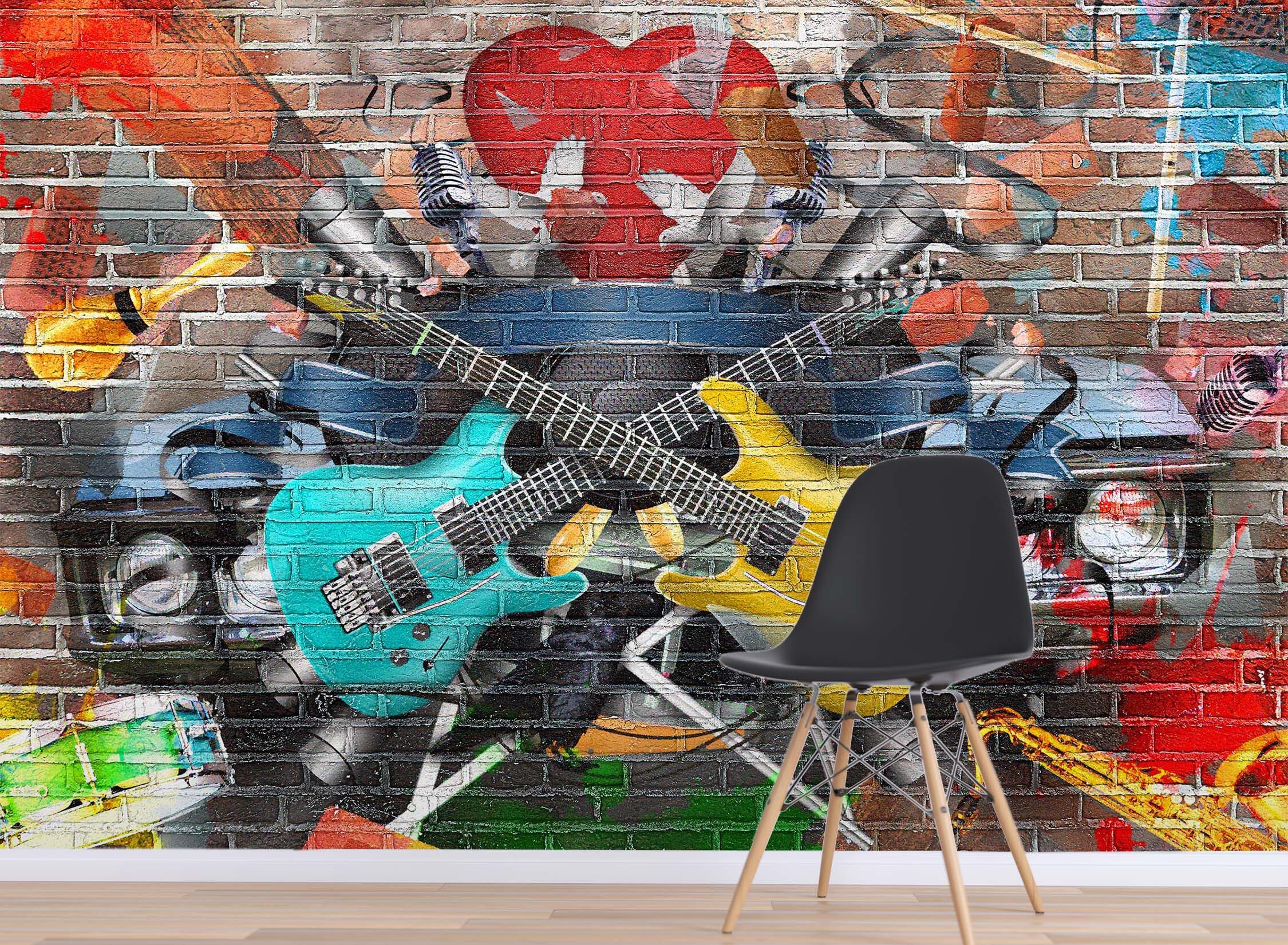 3D Hand Drawn Doodle Guitar 037 Wall Murals Wallpaper AJ Wallpaper 2 