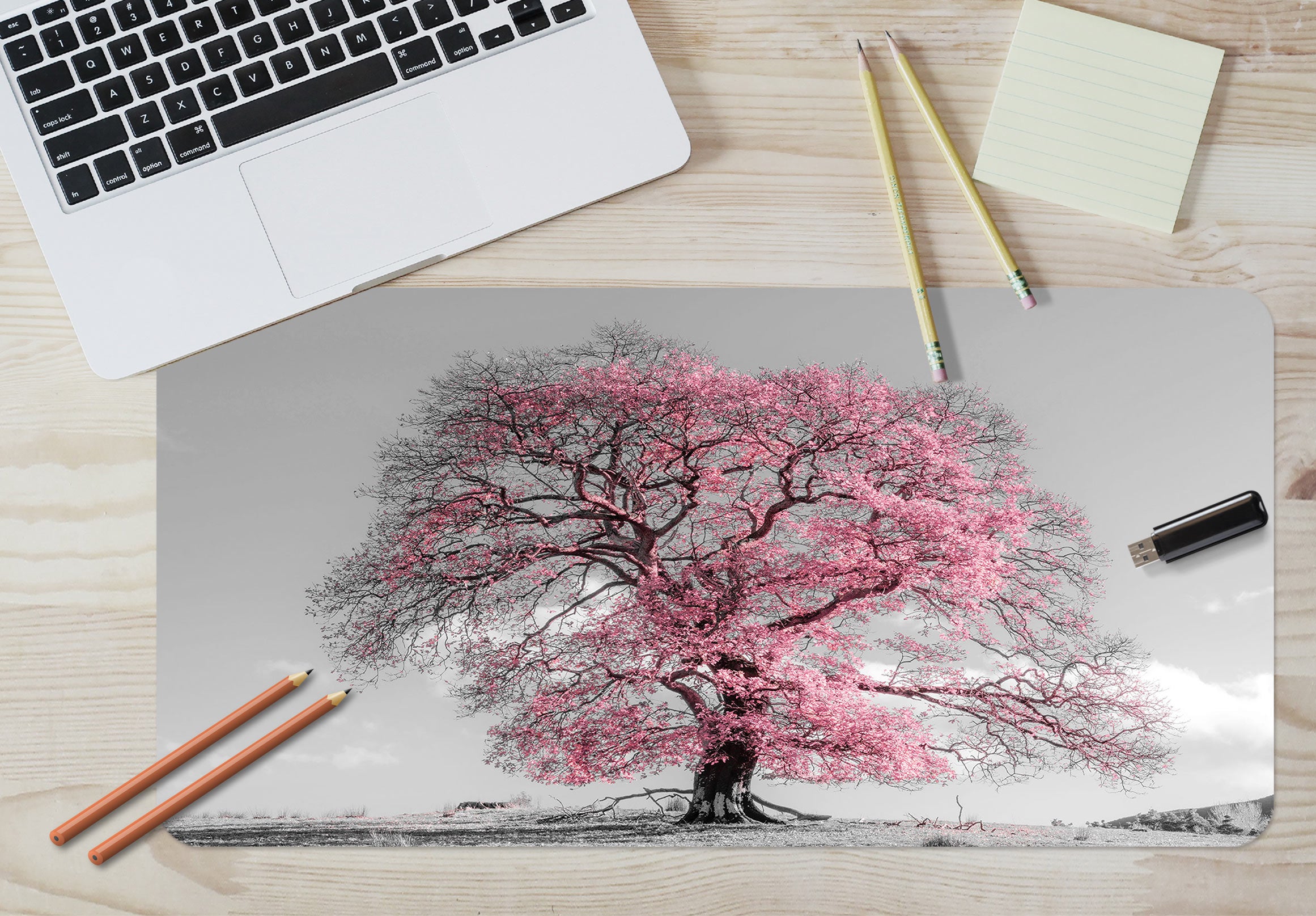 3D Pink Tree 12447 Assaf Frank Desk Mat