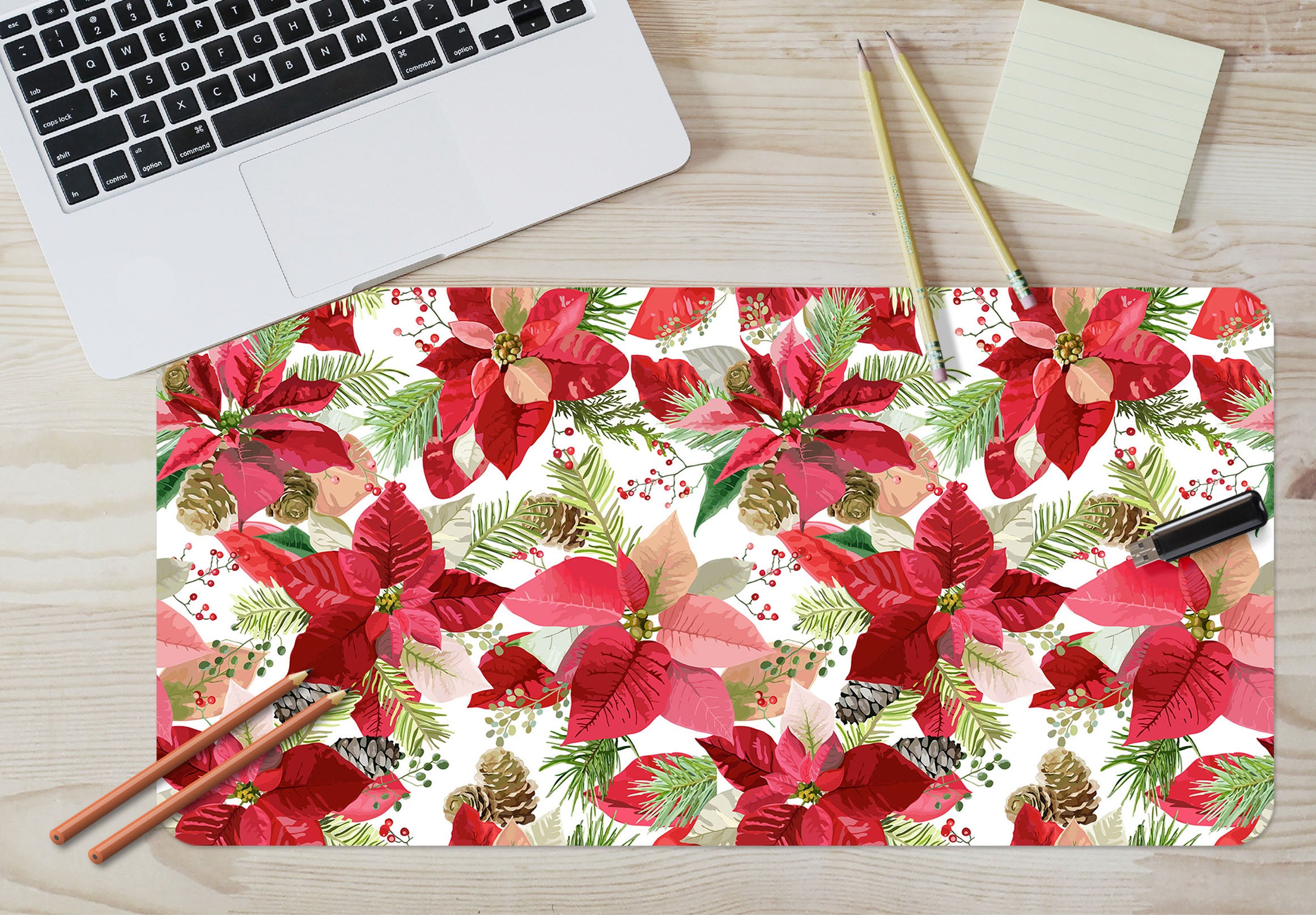 3D Red Leaf Flower 51202 Christmas Desk Mat Xmas