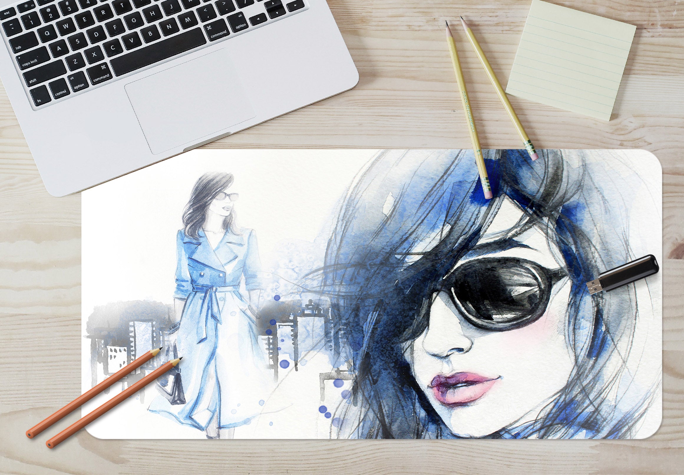 3D Blue Female 17151 Desk Mat