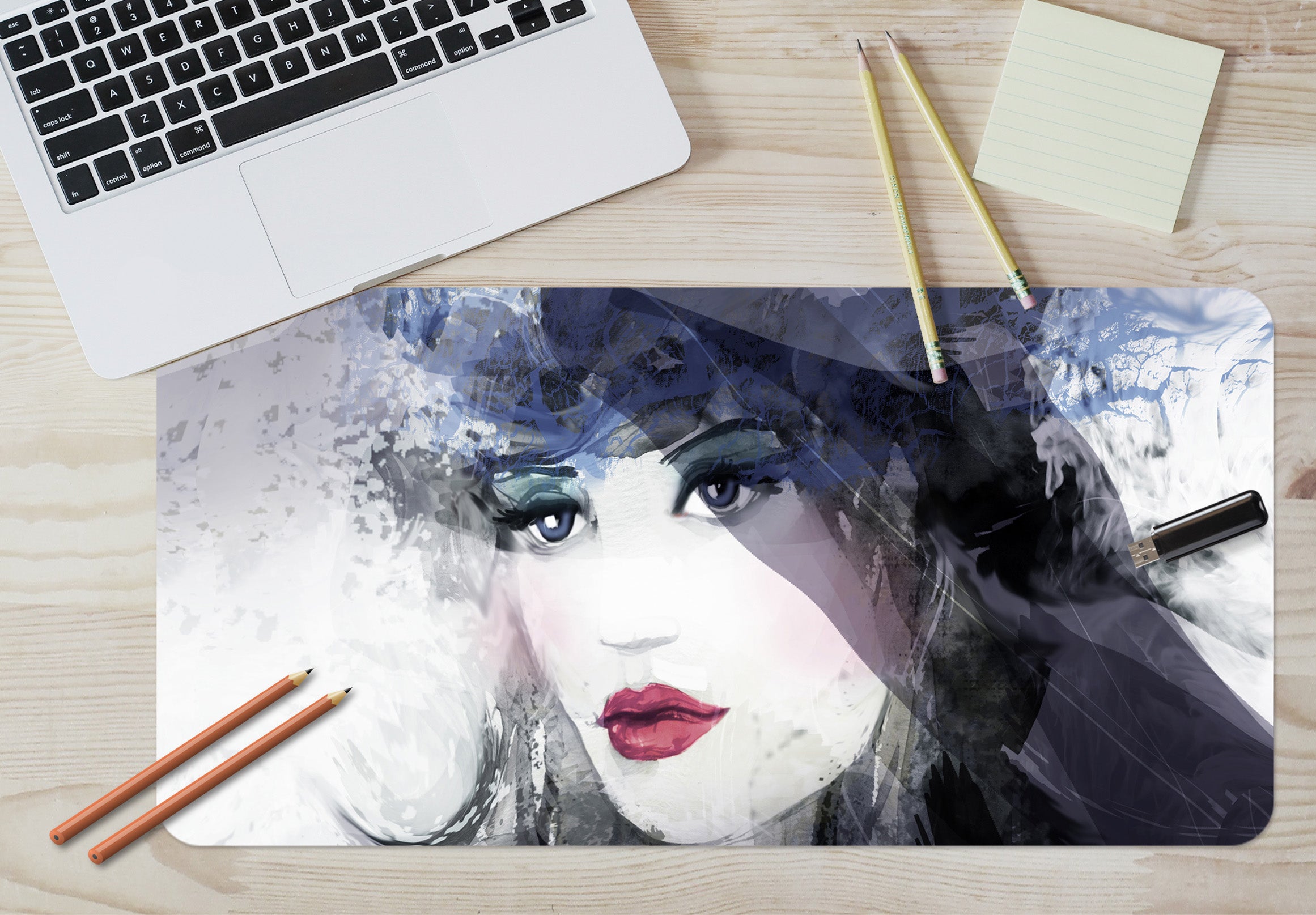 3D Brunette Female 17104 Desk Mat