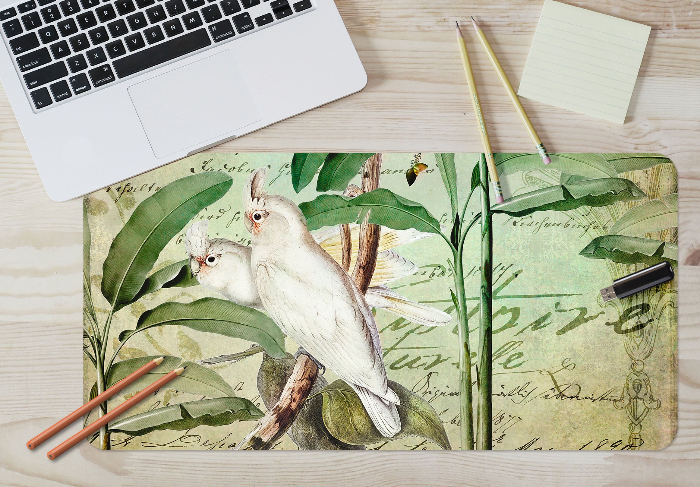 3D White Bird 5231 Andrea Haase Desk Mat