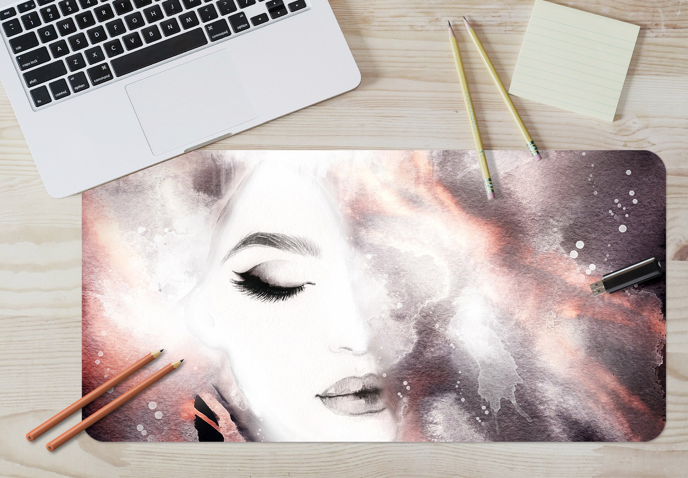 3D Watercolor Female 17135 Desk Mat