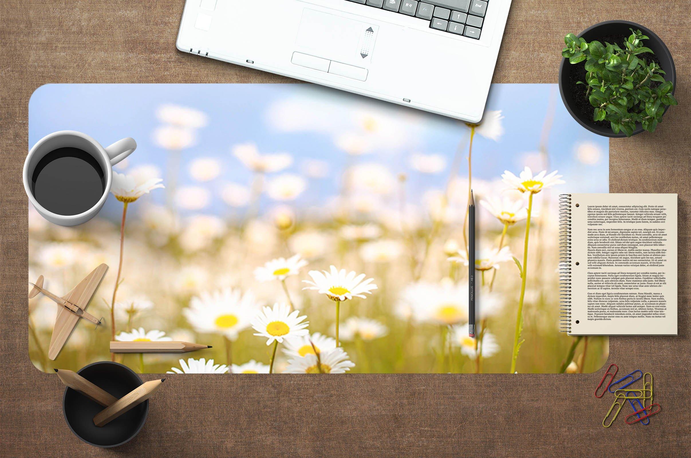 3D White Daisy 008 Desk Mat Mat AJ Creativity Home 