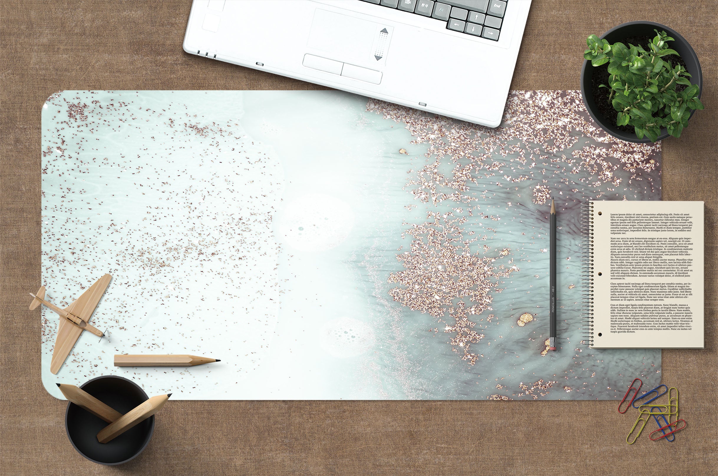 3D Gold Powder Pattern 18045 Desk Mat