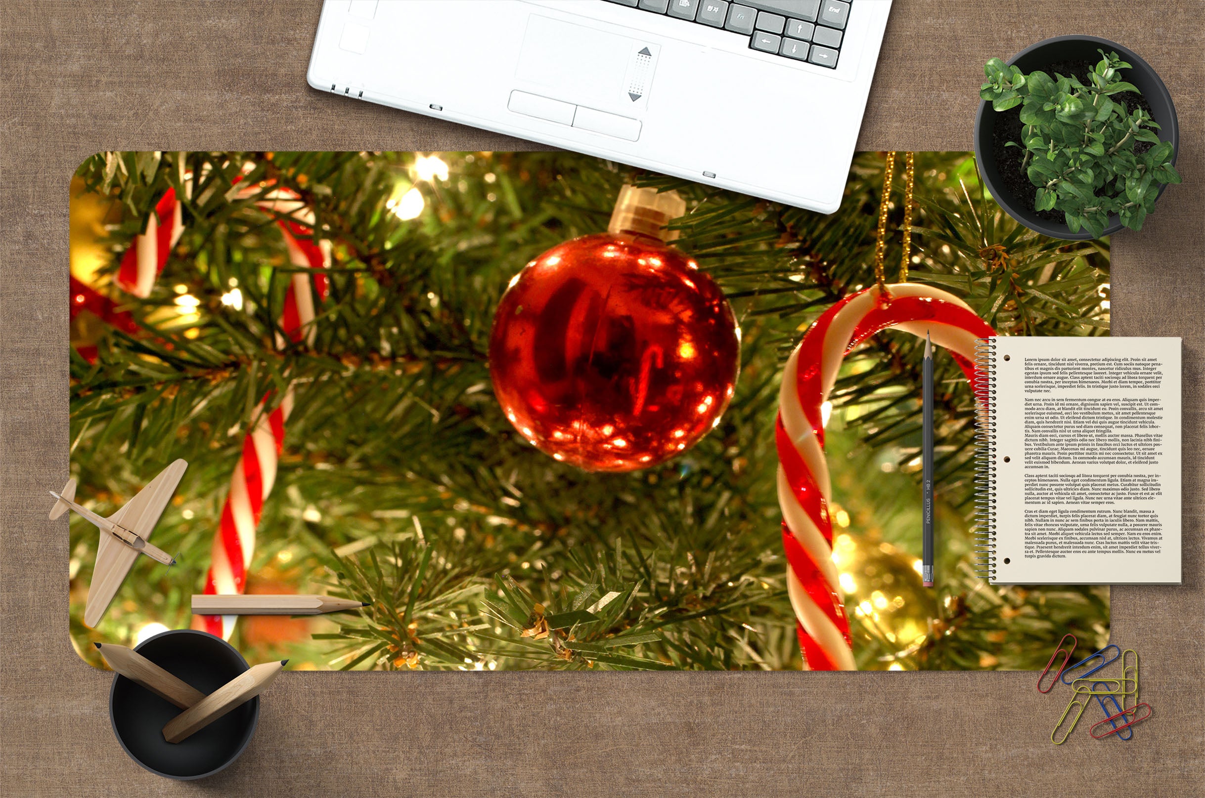 3D Candy Cane Red Ball 51225 Christmas Desk Mat Xmas