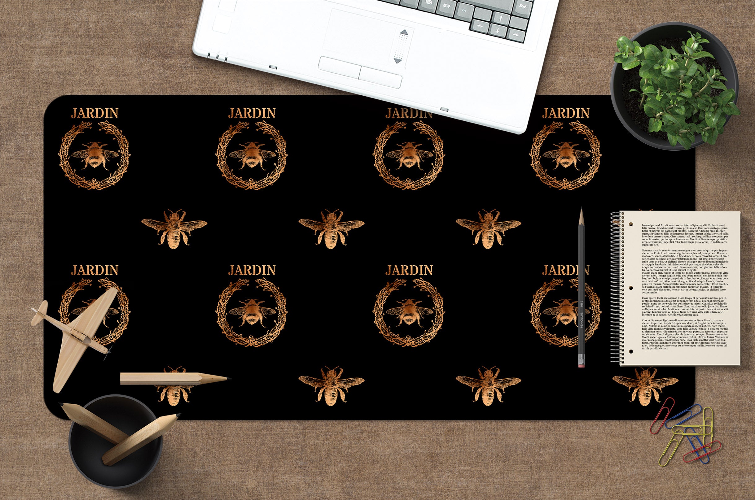 3D Golden Bee Insect 120176 Uta Naumann Desk Mat