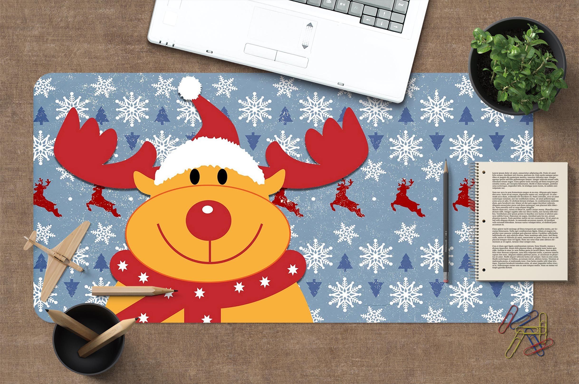 3D Cartoon Fat Deer 045 Desk Mat Mat AJ Creativity Home 