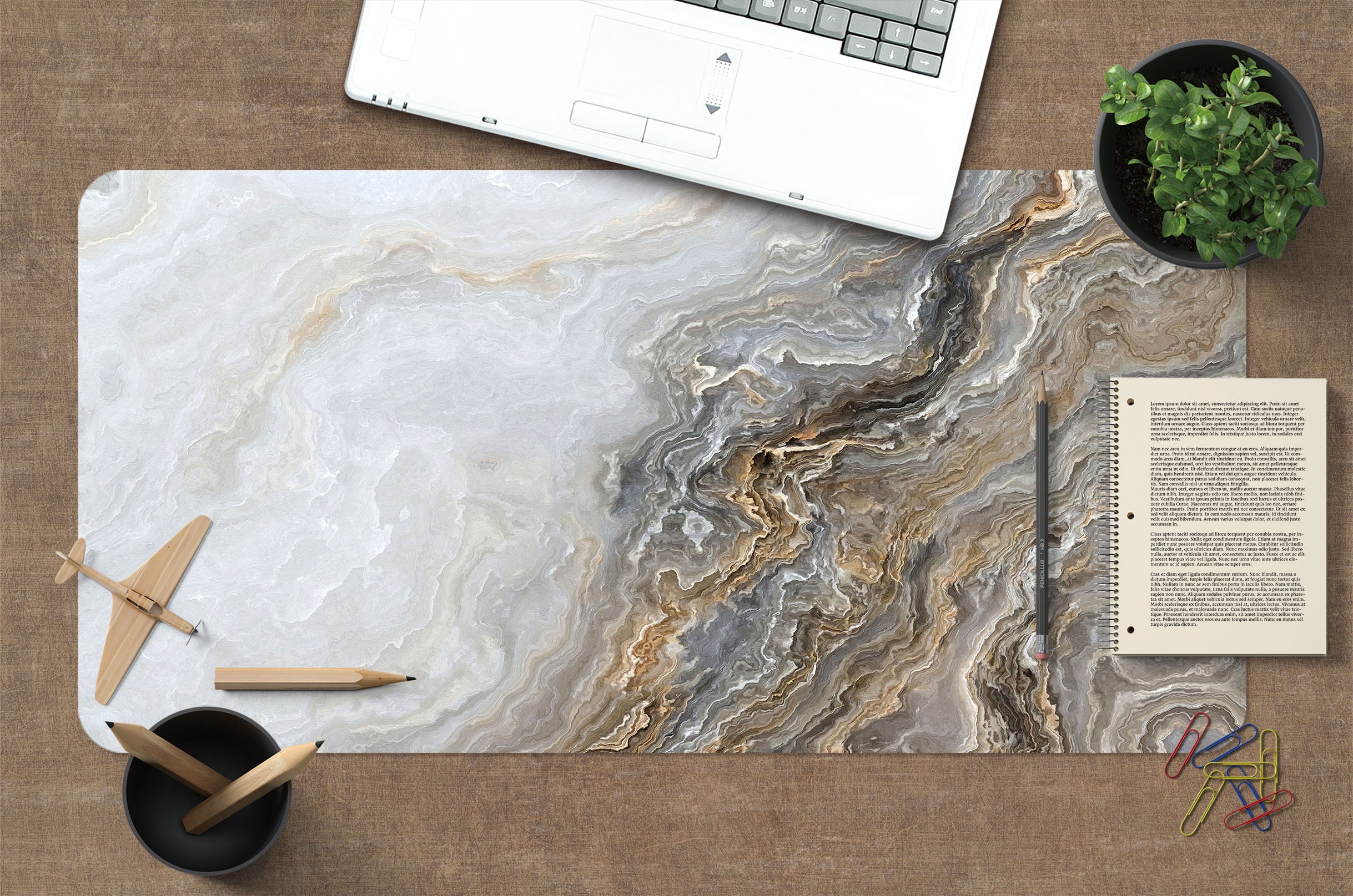 3D Brown Gray Marble 18032 Desk Mat