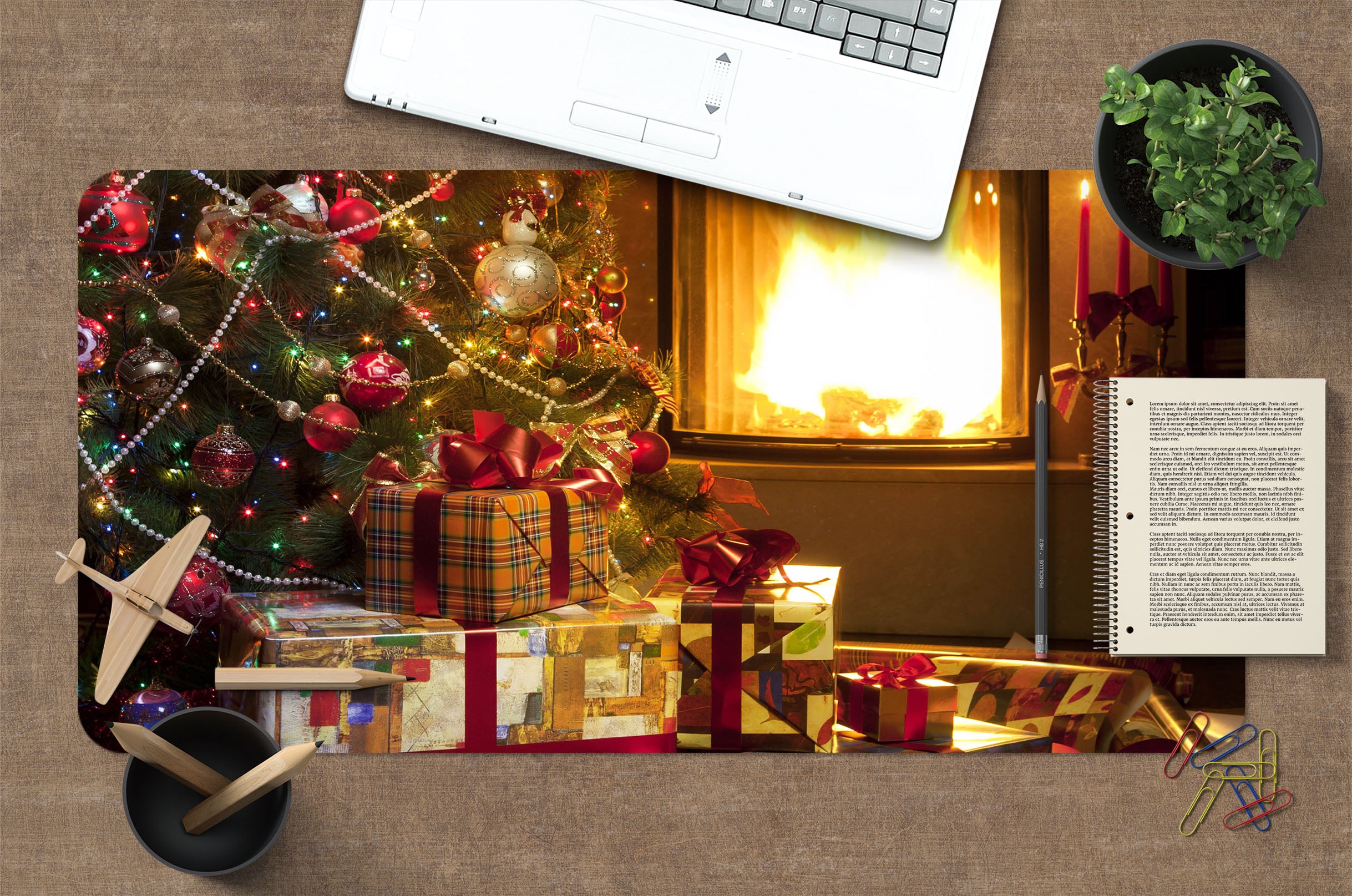 3D Pile Of Gifts 51163 Christmas Desk Mat Xmas