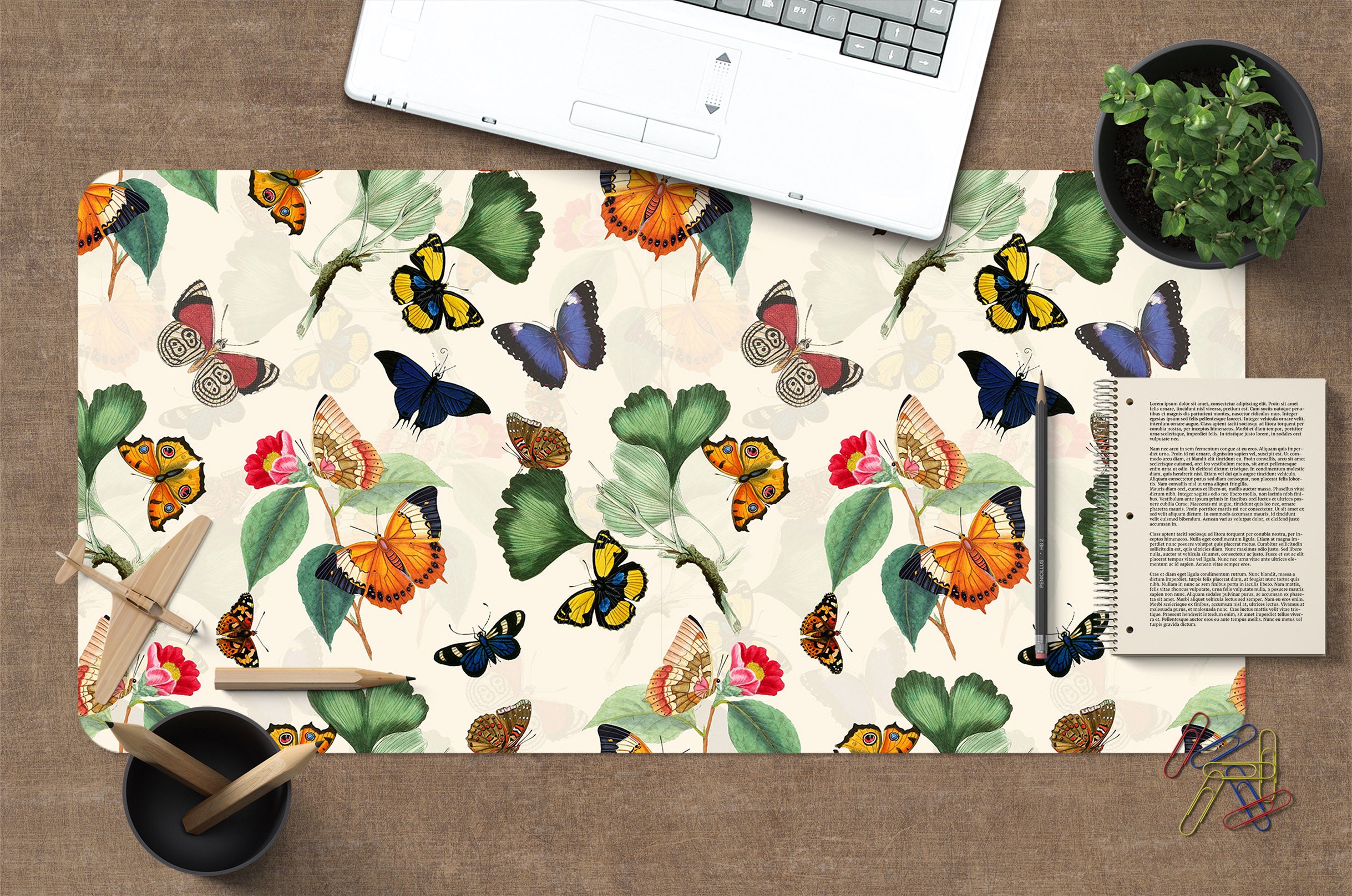 3D Ginkgo Leaf Butterfly 120179 Uta Naumann Desk Mat