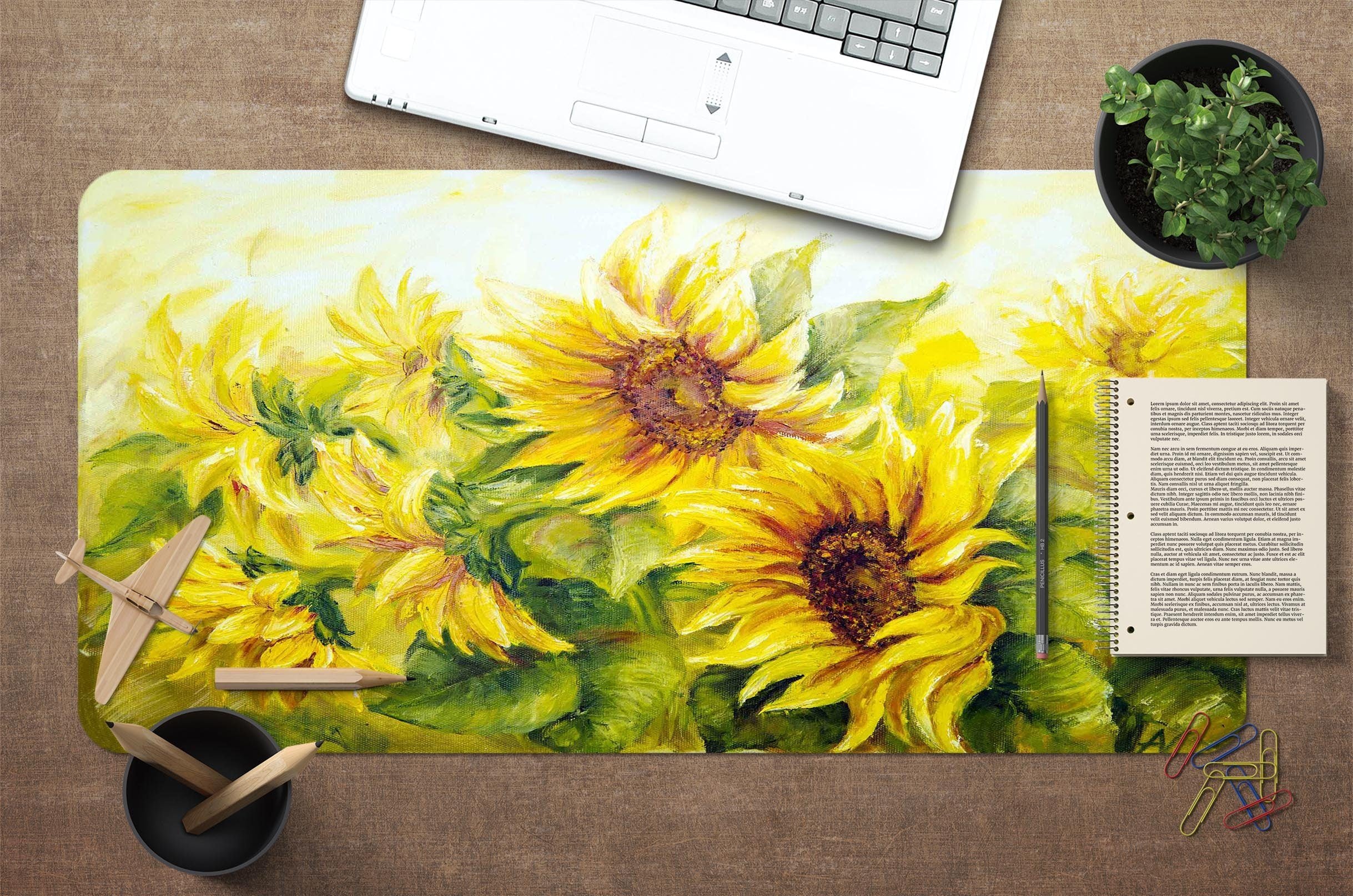 3D Painting Sunflower 096 Desk Mat Mat AJ Creativity Home 