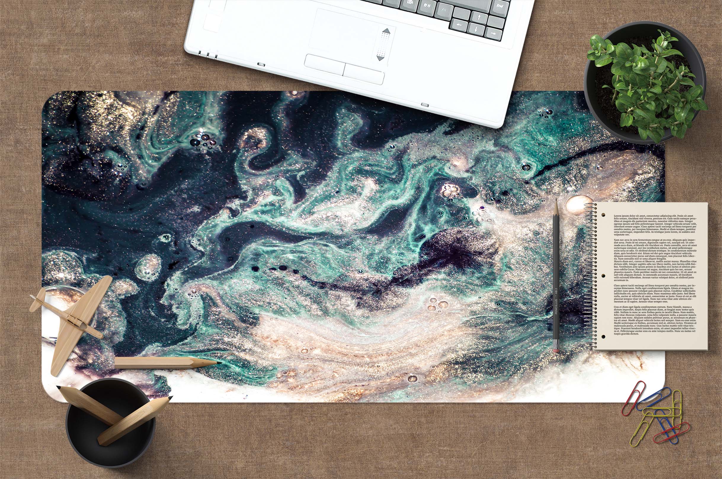 3D Dark Green Lines 18022 Desk Mat