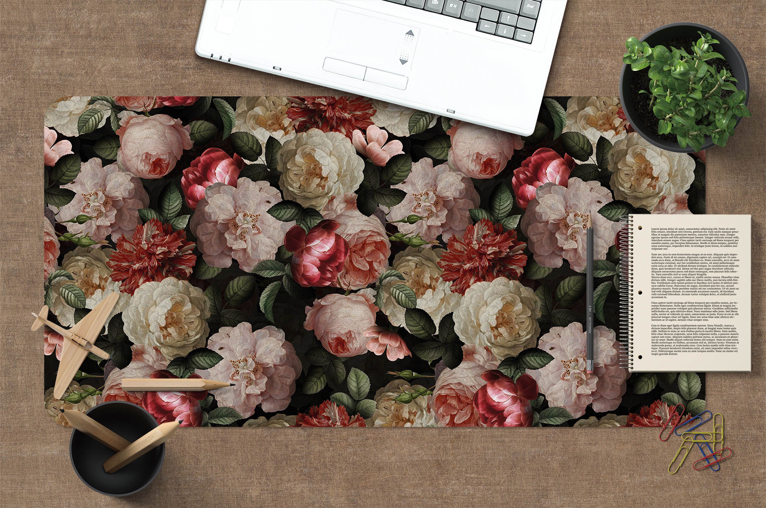 3D Pink Rose Flowers 120149 Uta Naumann Desk Mat