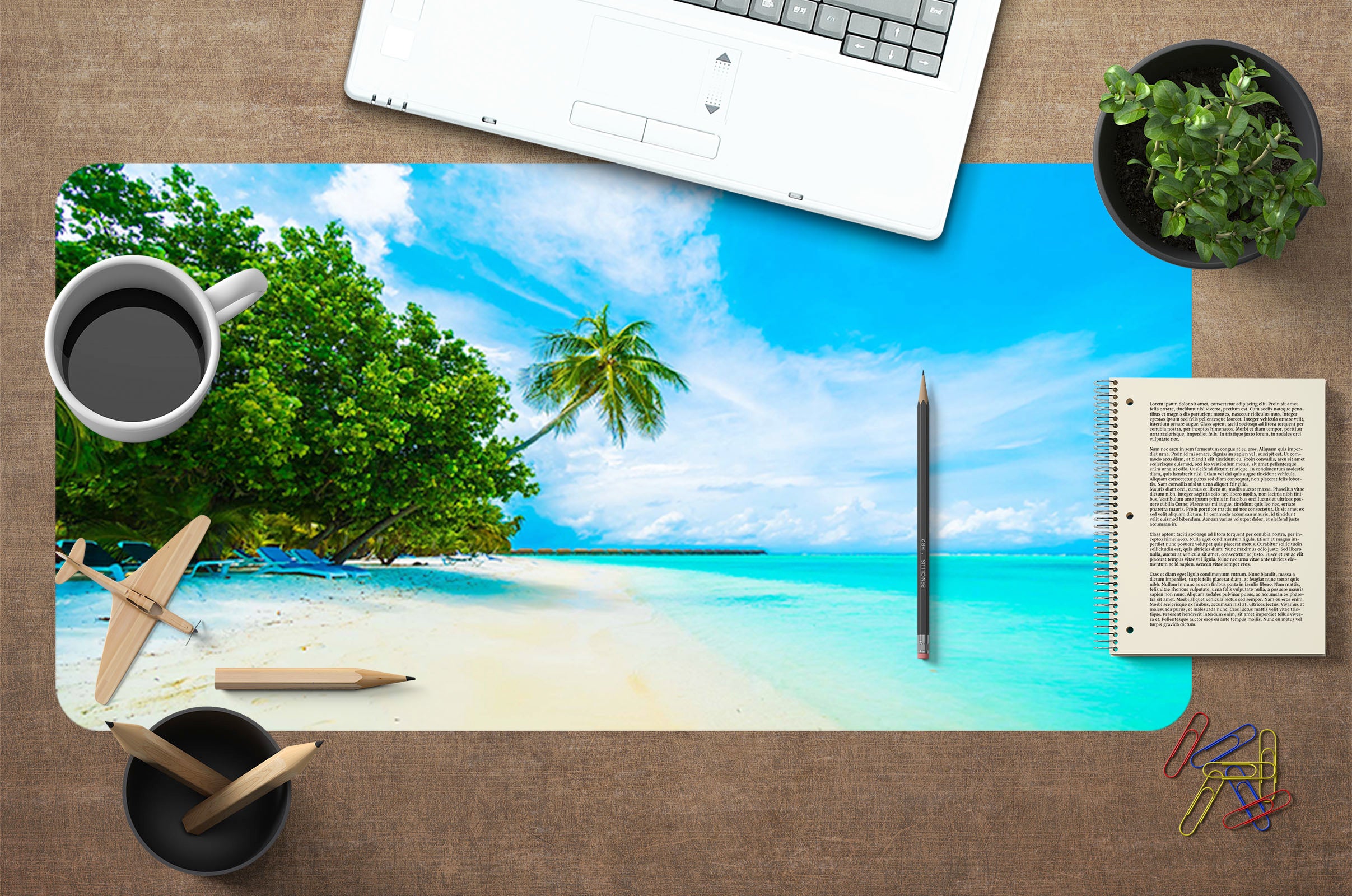 3D Seaside Beach 17020 Desk Mat
