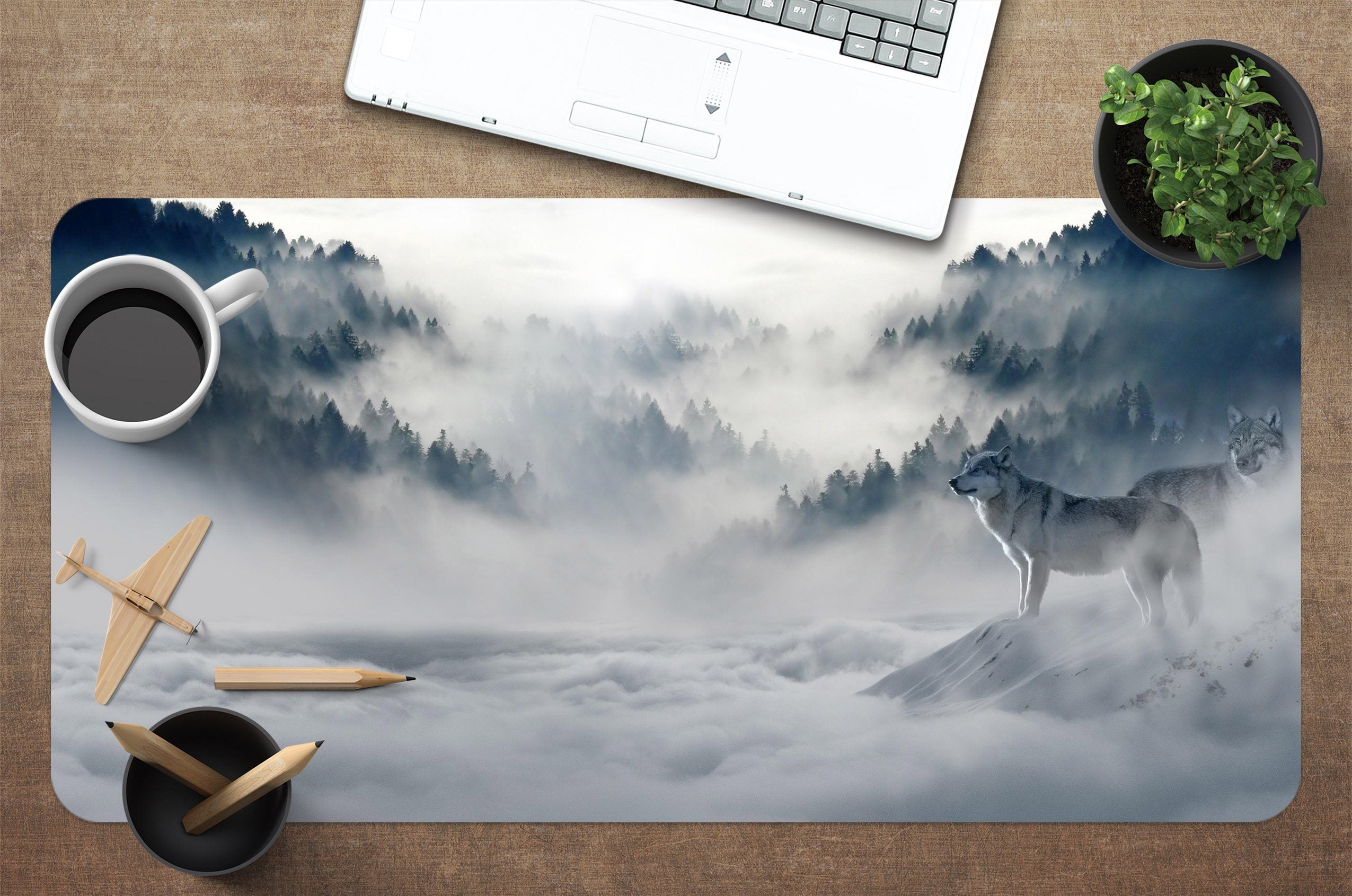 3D Mountain Wolf 192 Desk Mat Mat AJ Creativity Home 