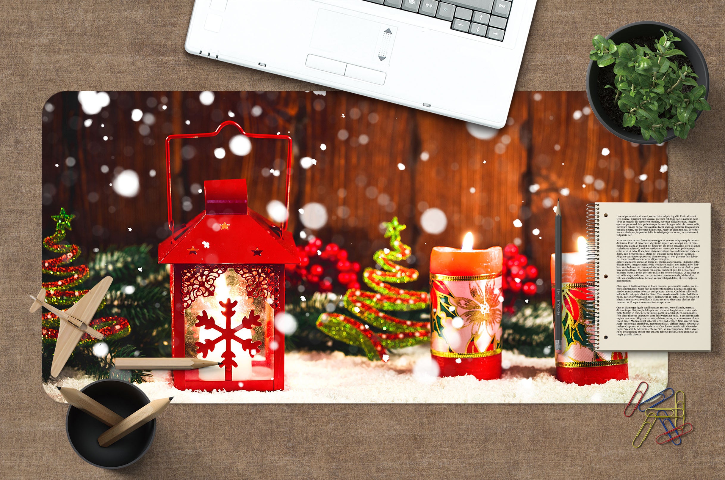 3D Candle Light 51218 Christmas Desk Mat Xmas