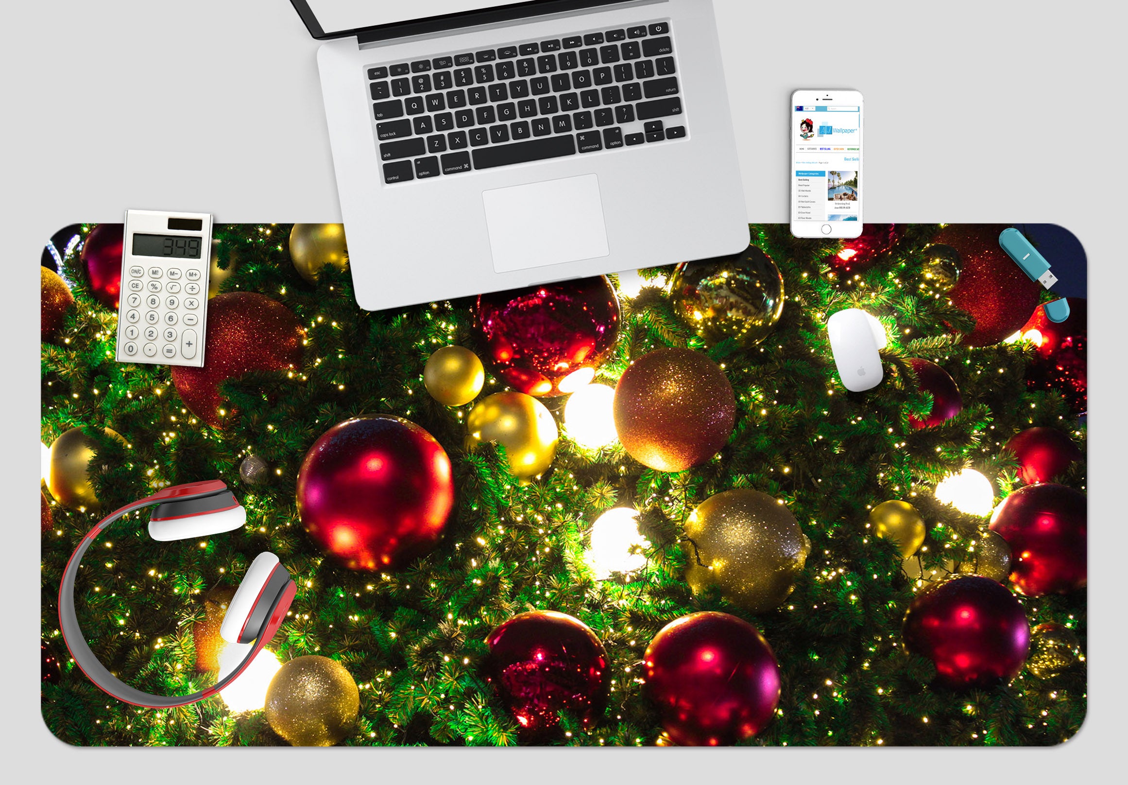 3D Yellow-Red Ball 51219 Christmas Desk Mat Xmas