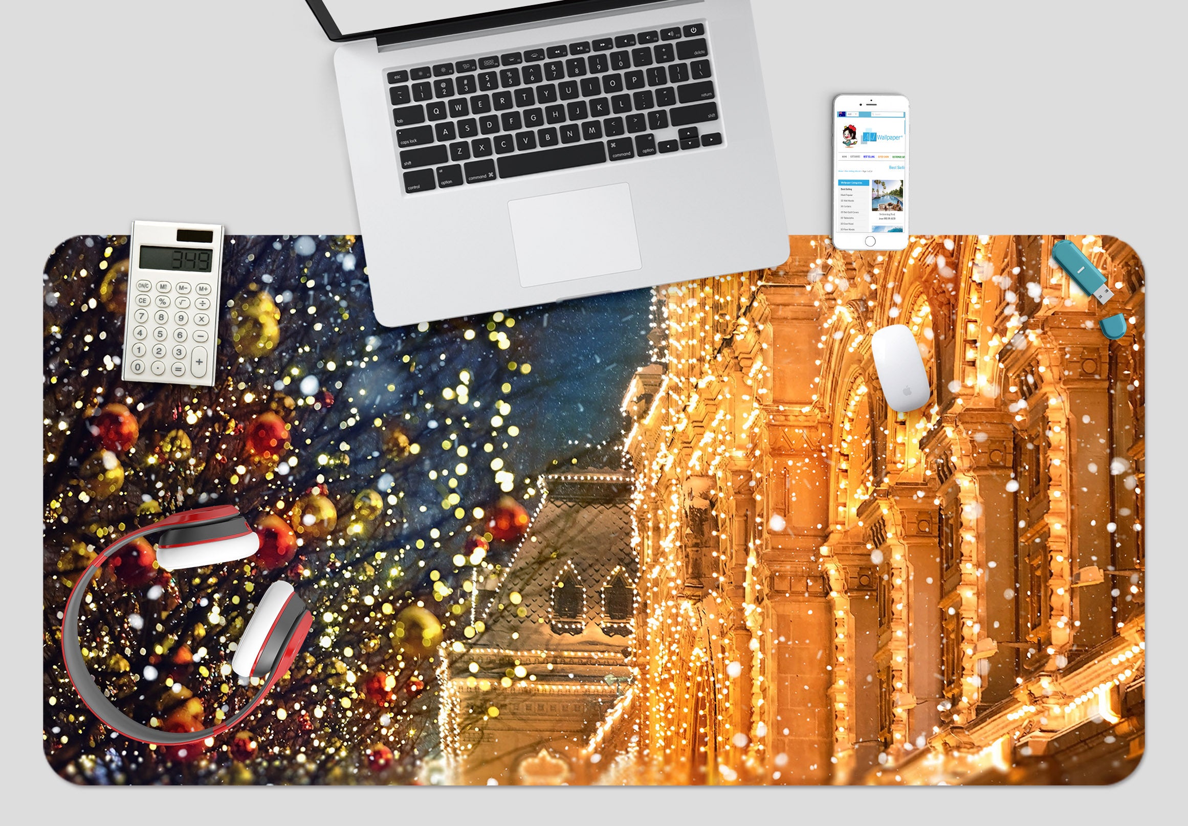 3D Light Building 51246 Christmas Desk Mat Xmas