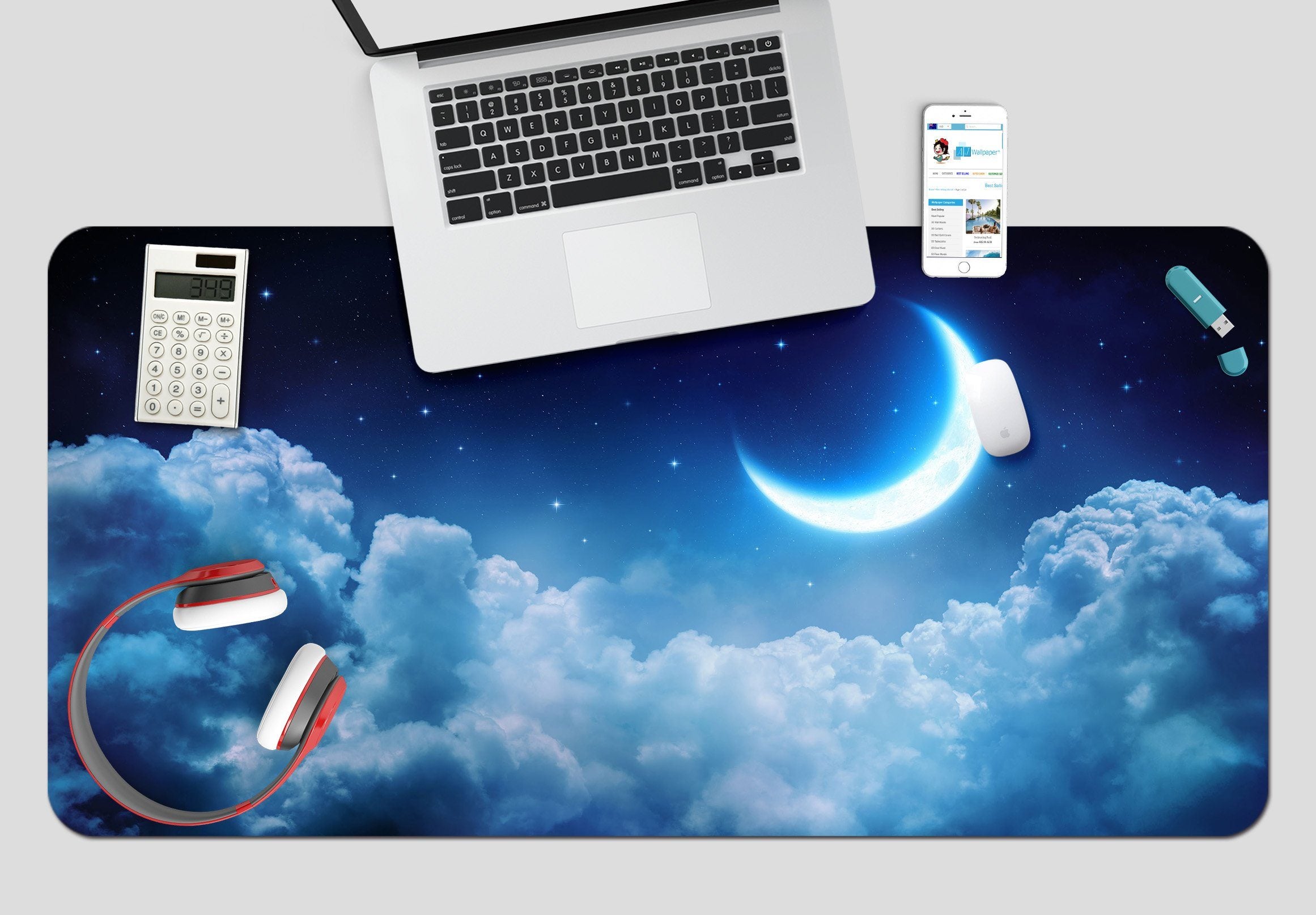 3D Moon Cloud 098 Desk Mat Mat AJ Creativity Home 