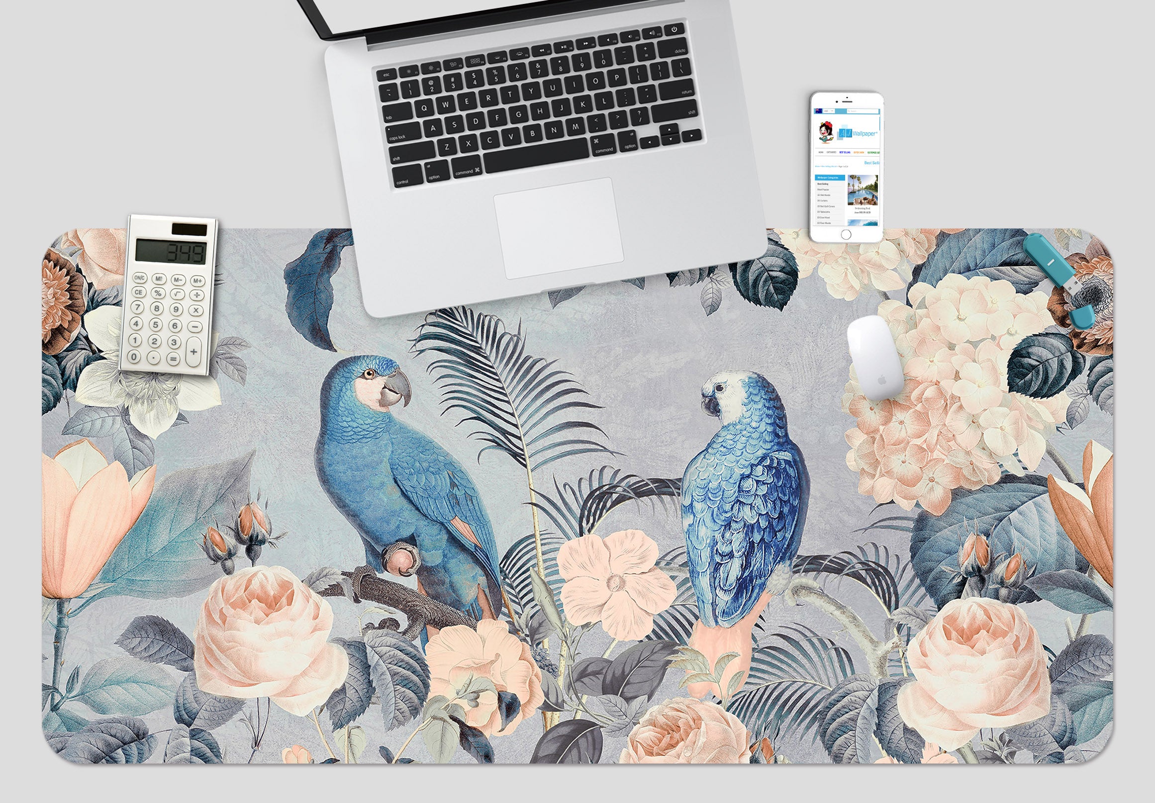 3D Two Parrots 5230 Andrea Haase Desk Mat
