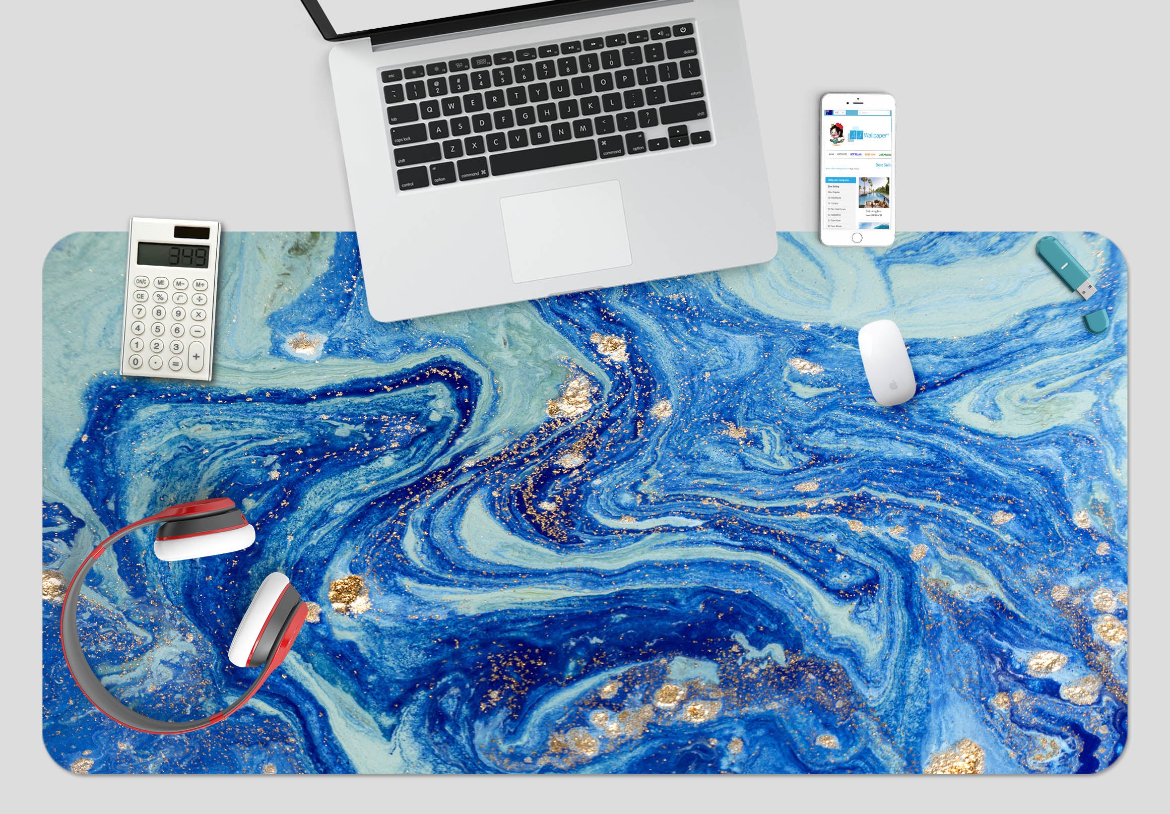 3D Blue Texture 18014 Desk Mat
