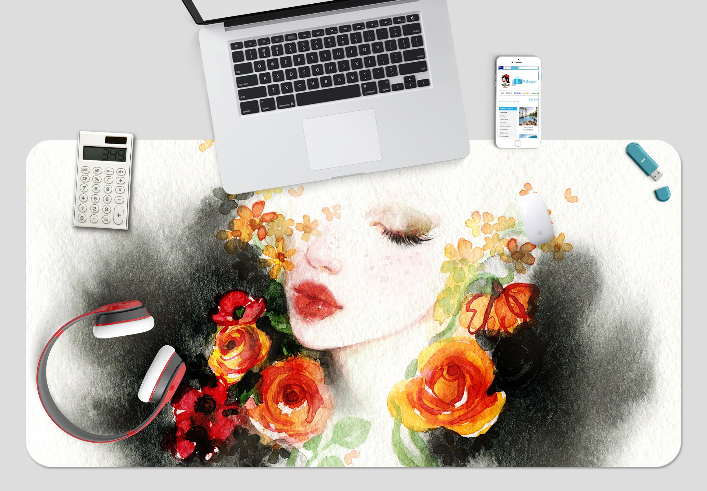 3D Flower Female 17164 Desk Mat