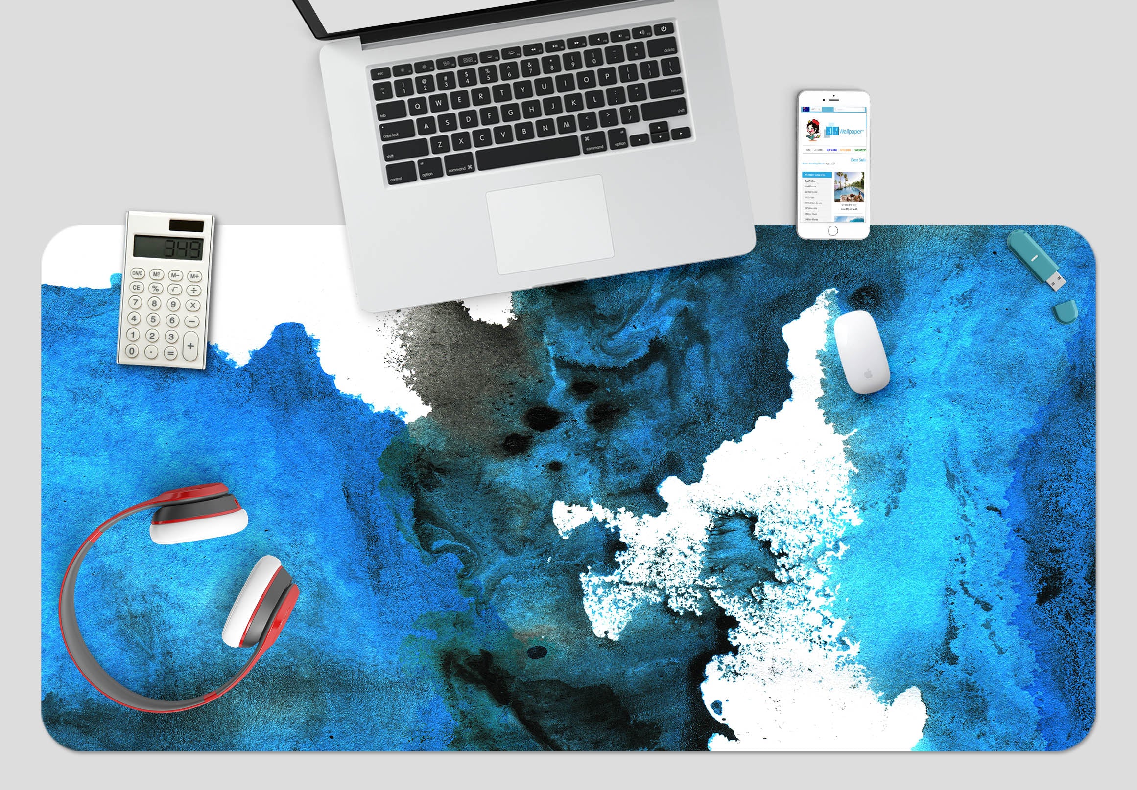 3D Blue Pattern 18003 Desk Mat