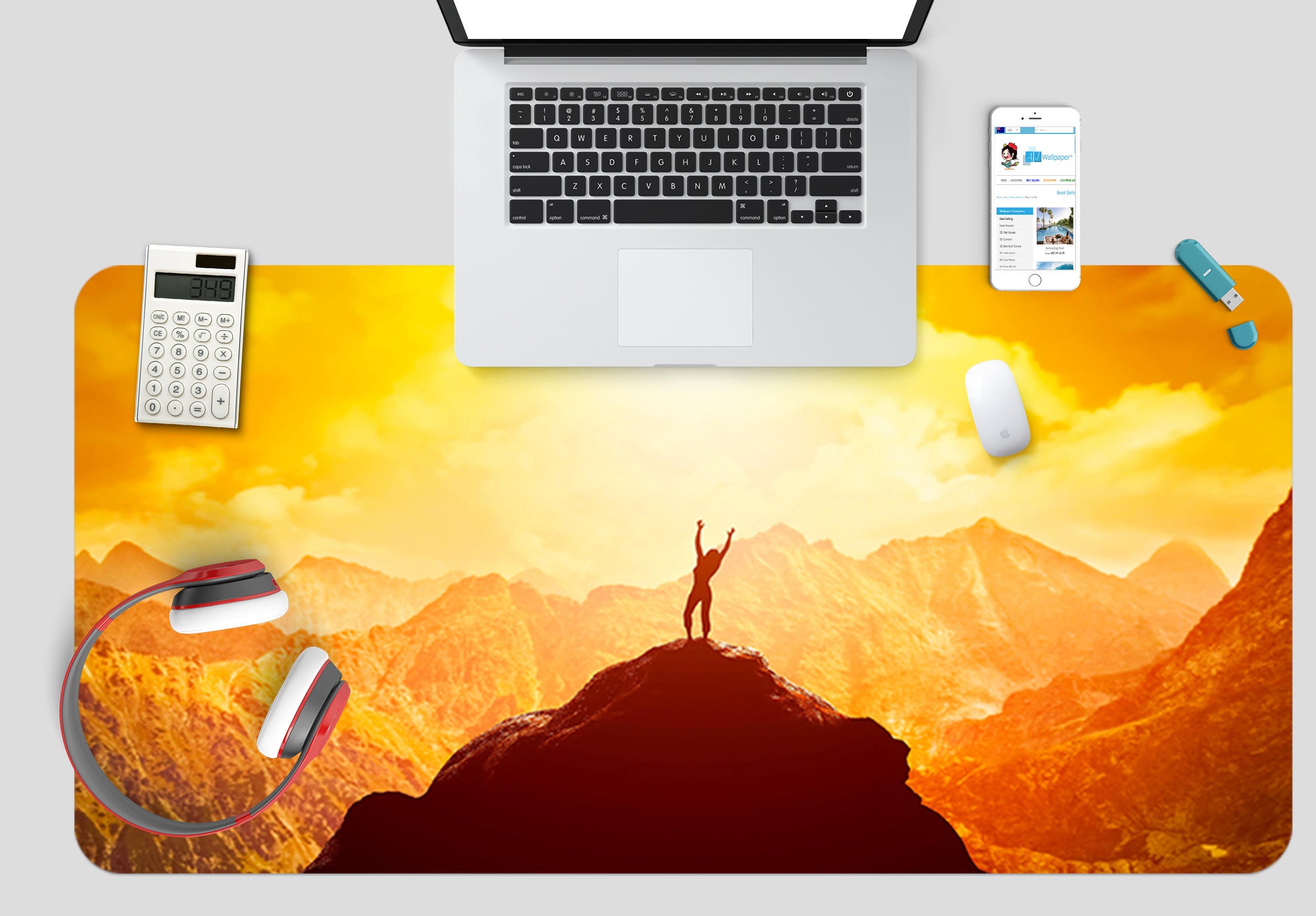 3D Mountains 17073 Desk Mat
