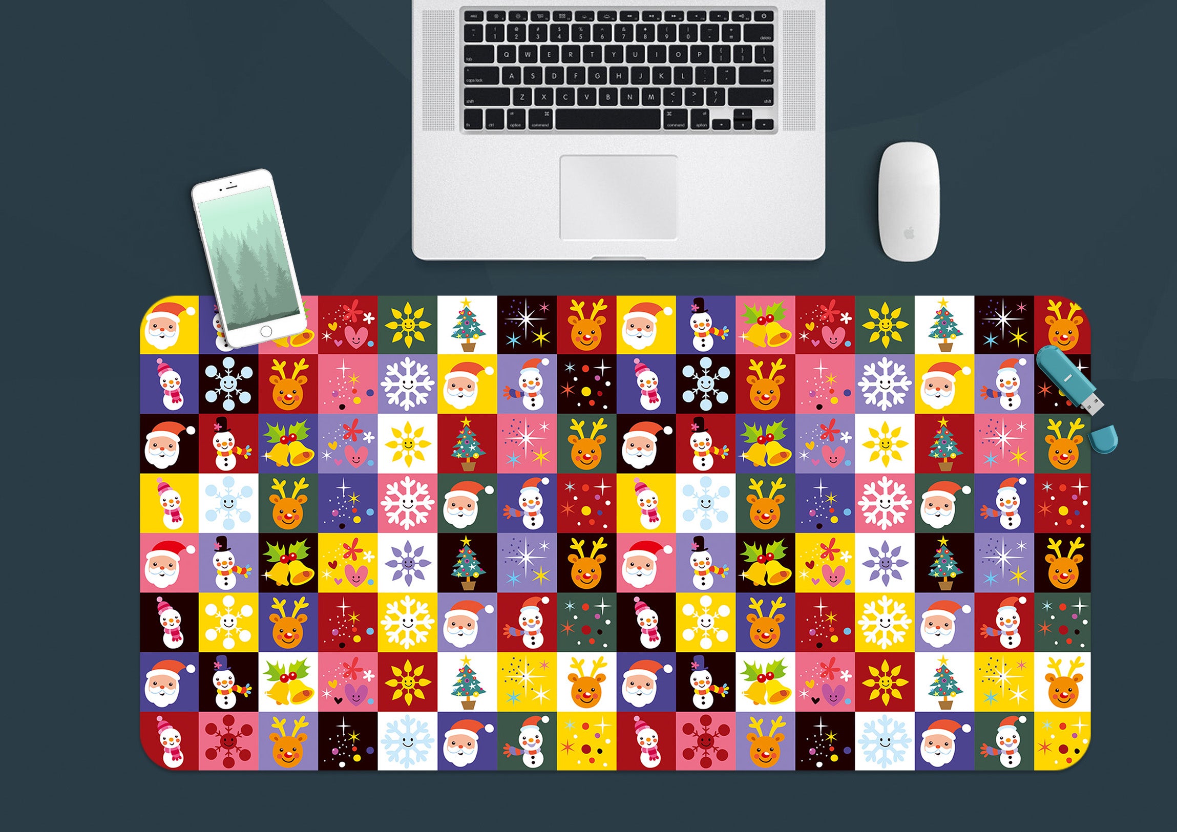 3D Santa Cube 51160 Christmas Desk Mat Xmas