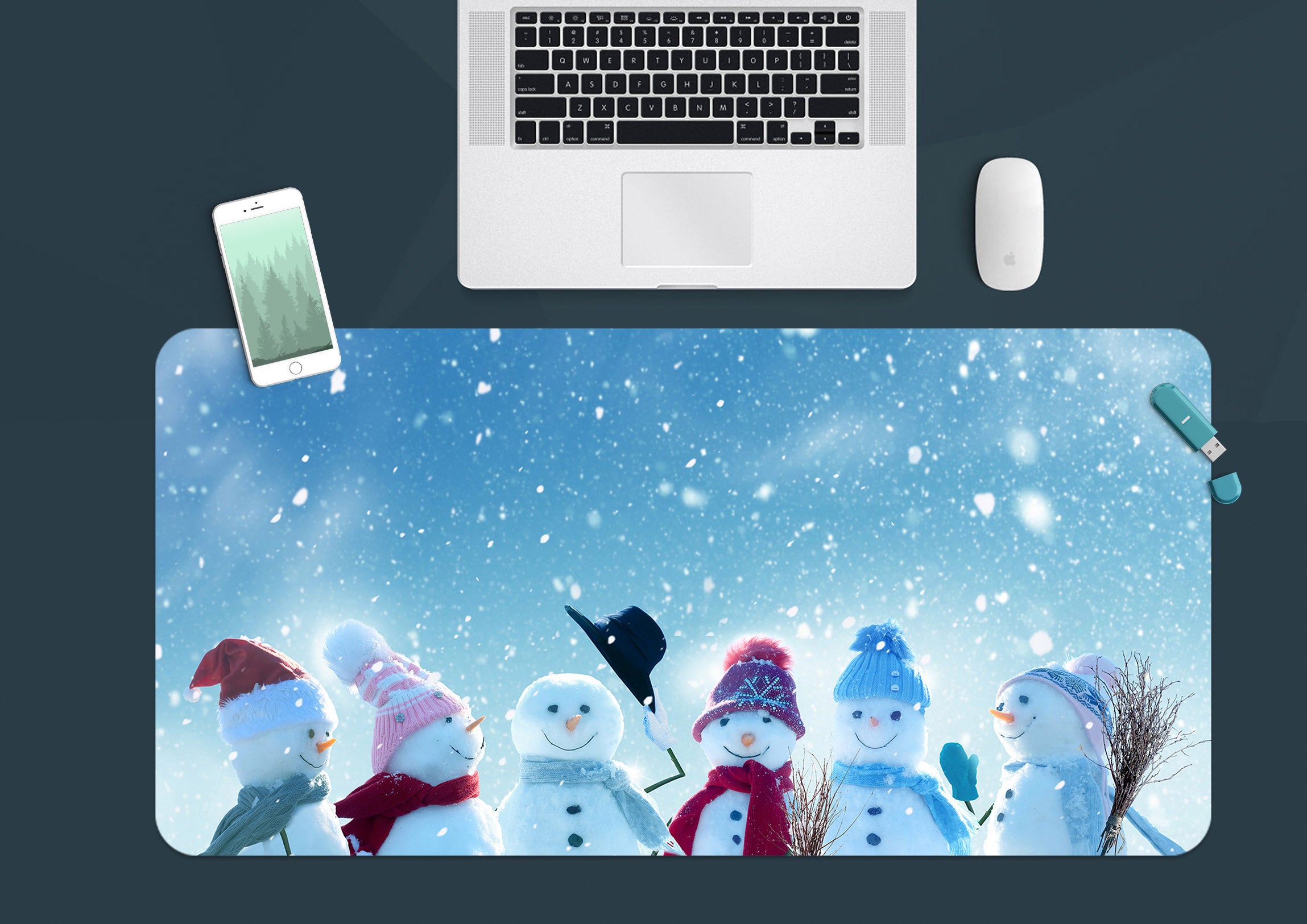 3D Snowman 51210 Christmas Desk Mat Xmas