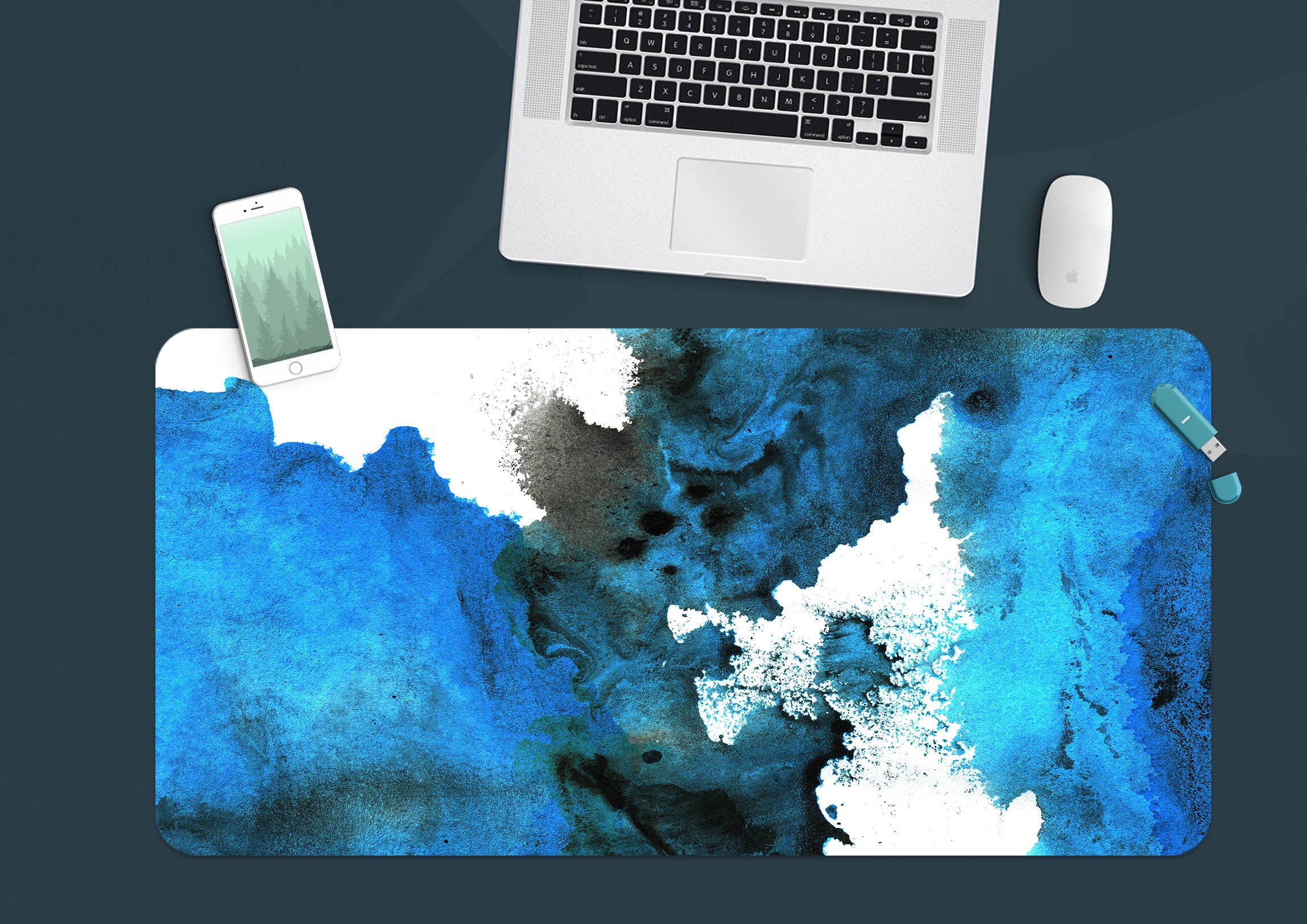 3D Blue Pattern 18003 Desk Mat