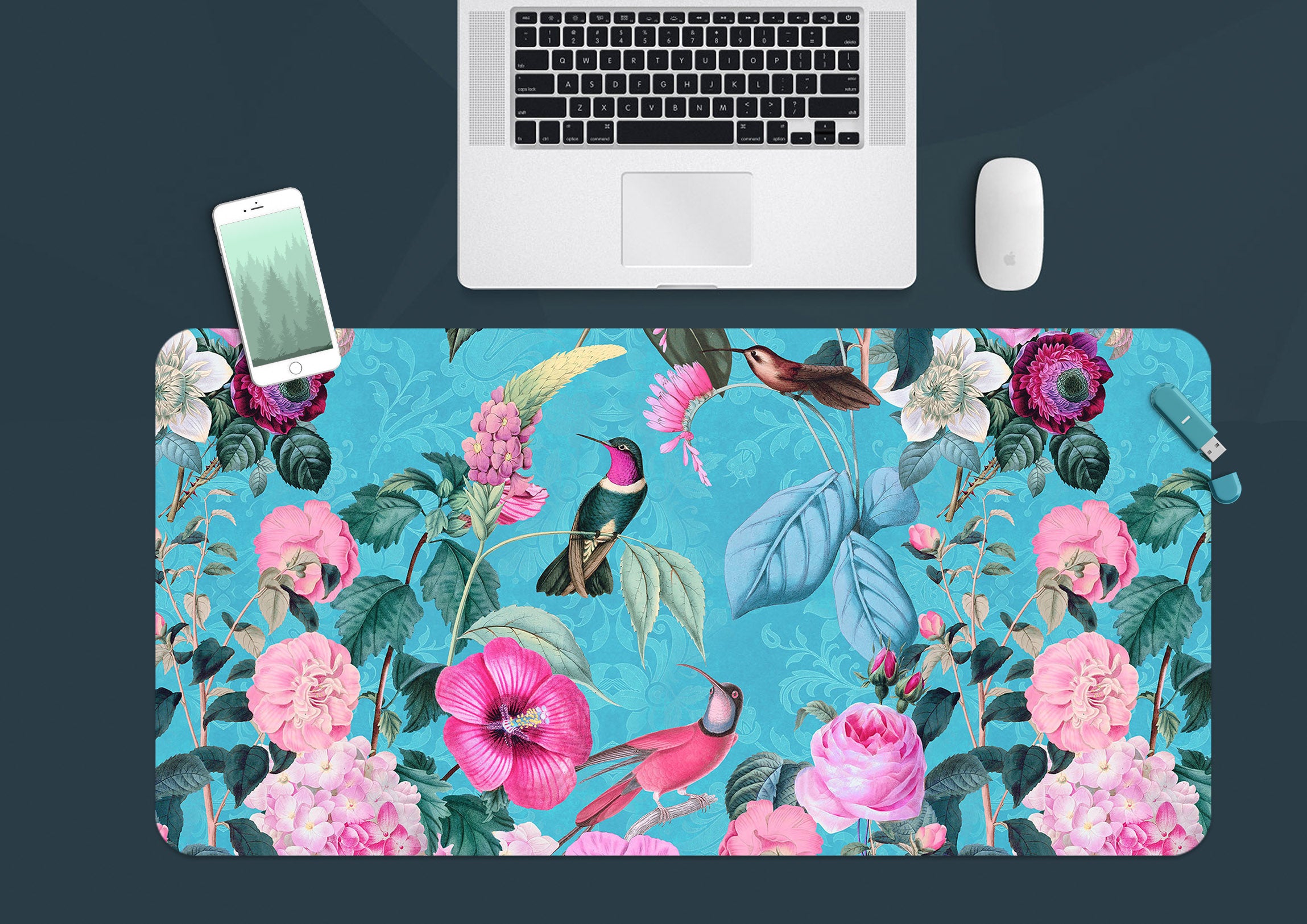3D Pink Flower Bird 1000 Andrea Haase Desk Mat