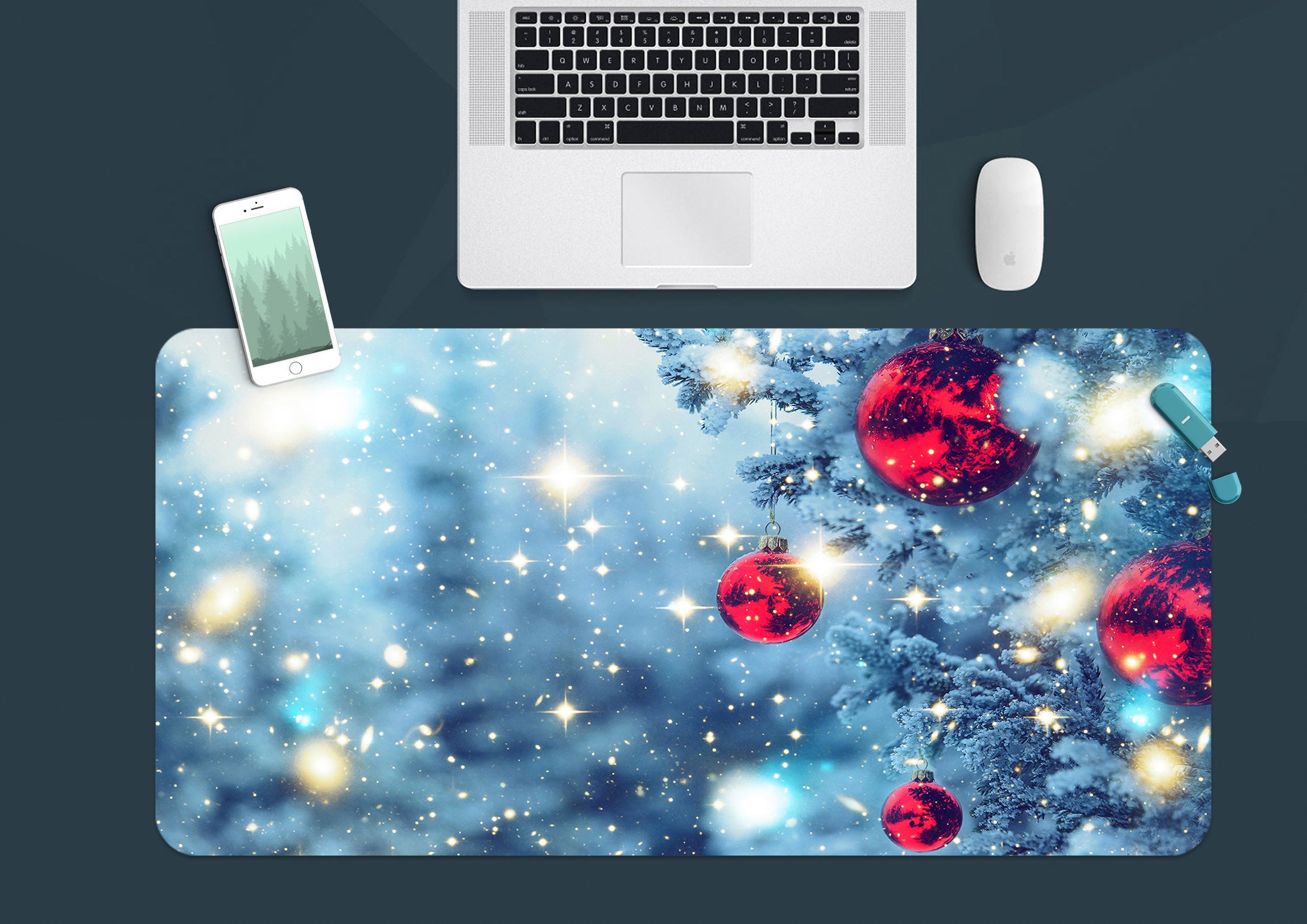 3D Red Ball 51226 Christmas Desk Mat Xmas