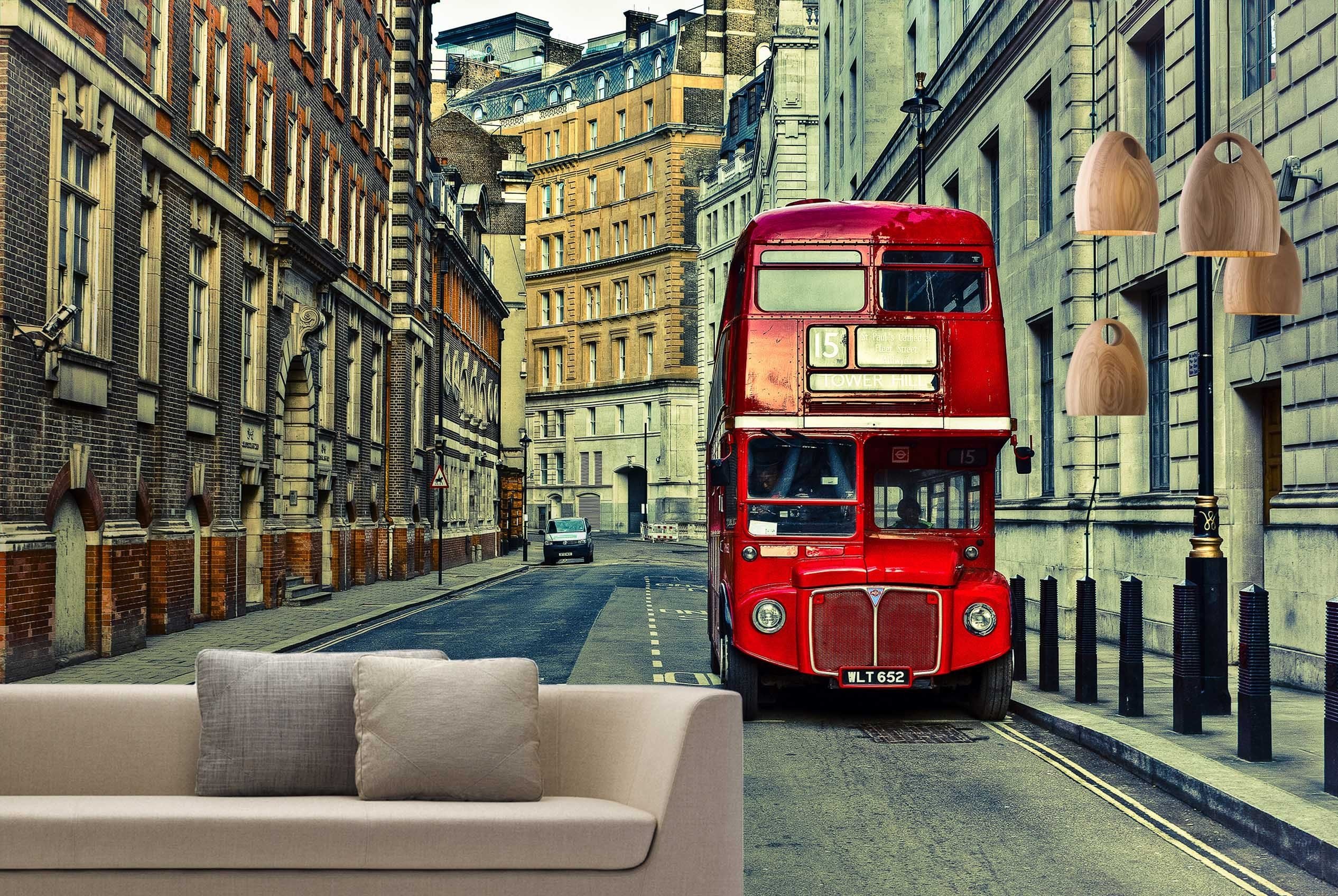 3D Red Bus 053 Wallpaper AJ Wallpaper 