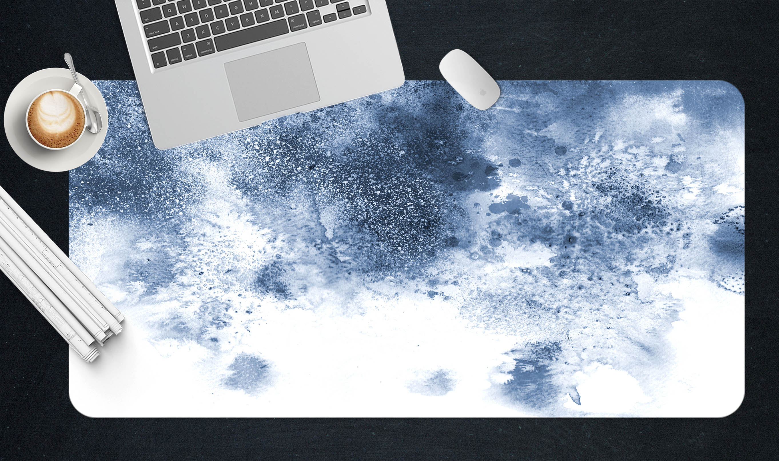 3D Dark Blue Ink 18021 Desk Mat
