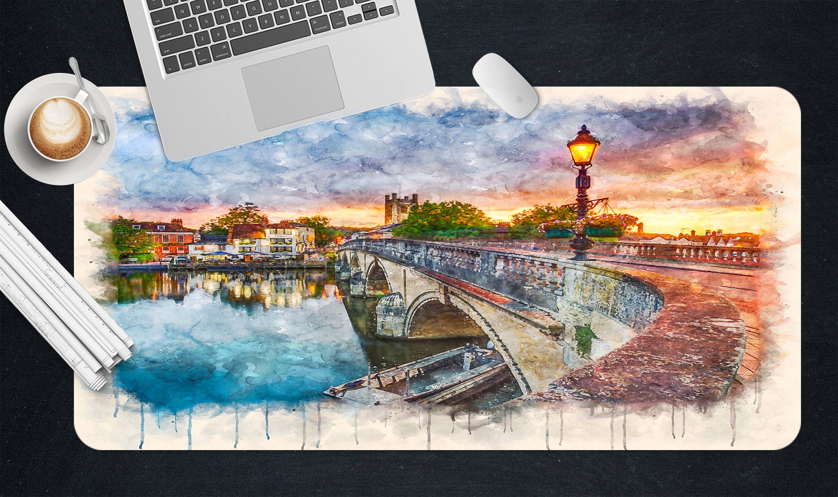 3D Bridge Street Light 12418 Assaf Frank Desk Mat