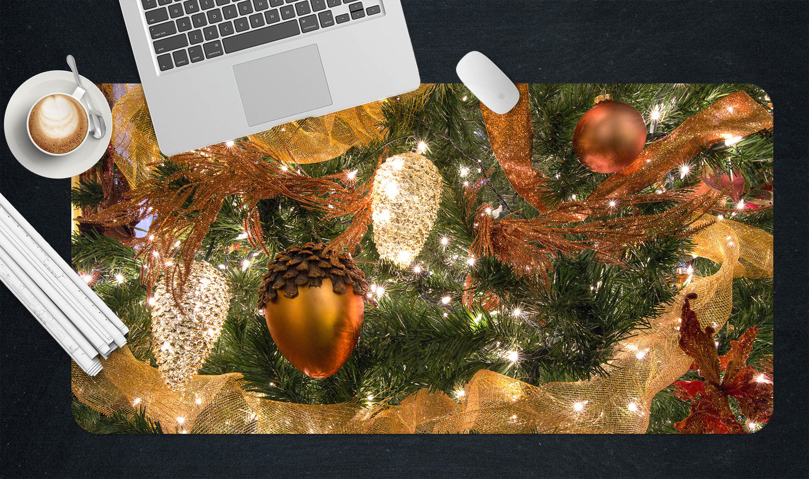3D Pine Cones 51203 Christmas Desk Mat Xmas