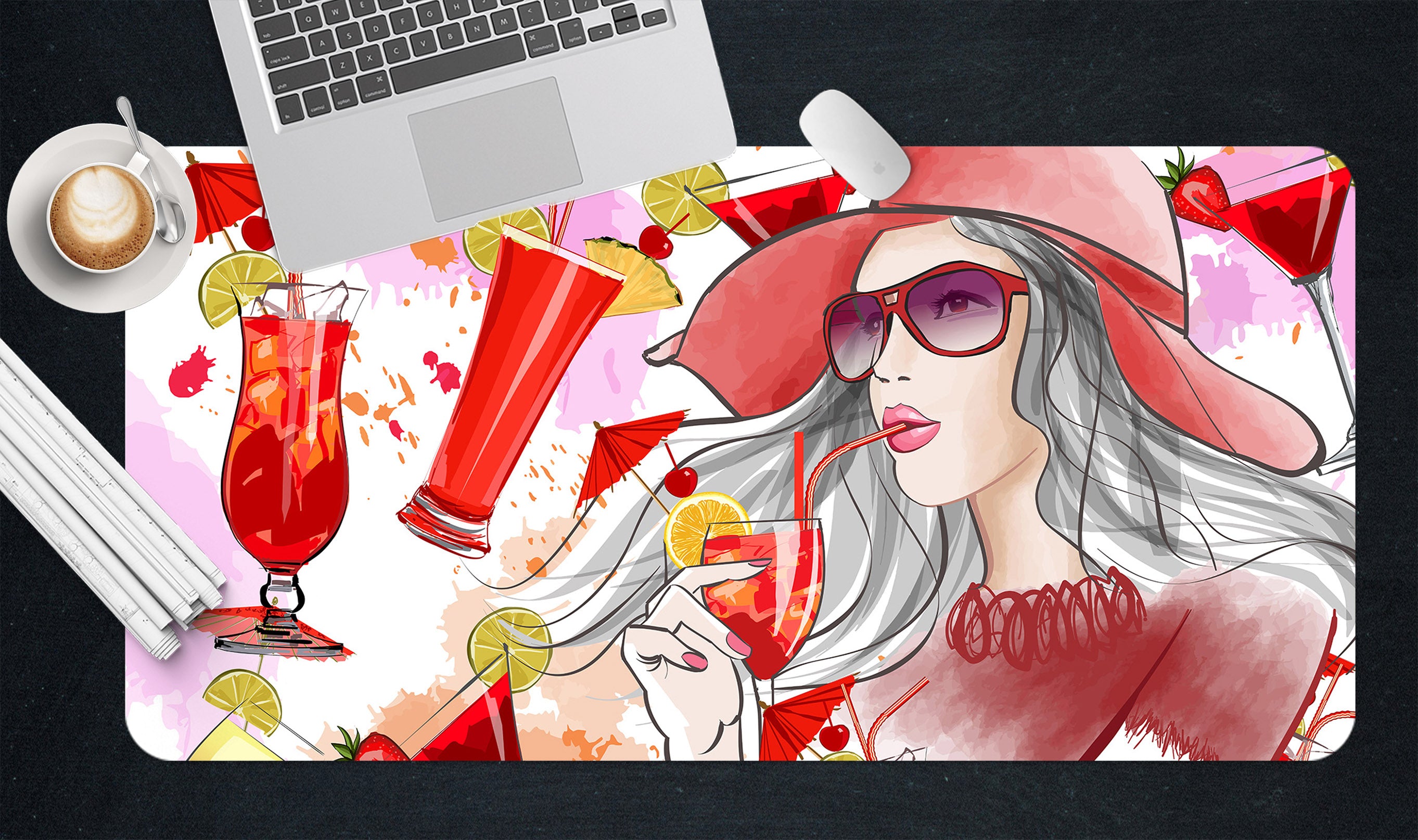 3D Red Girl 17137 Desk Mat