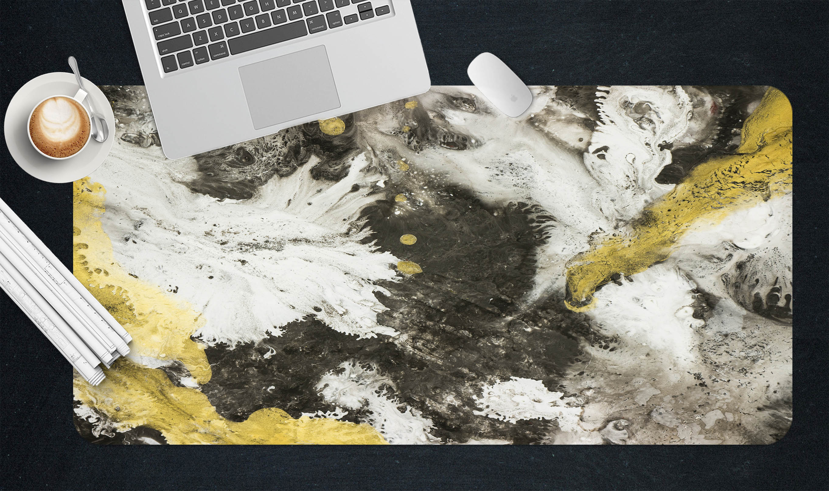 3D Gray Yellow Lines 17191 Desk Mat