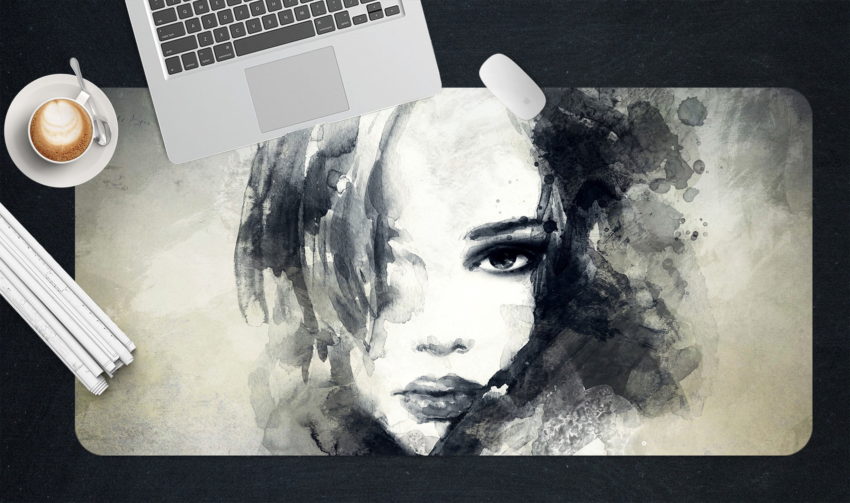 3D Gray Woman 17107 Desk Mat