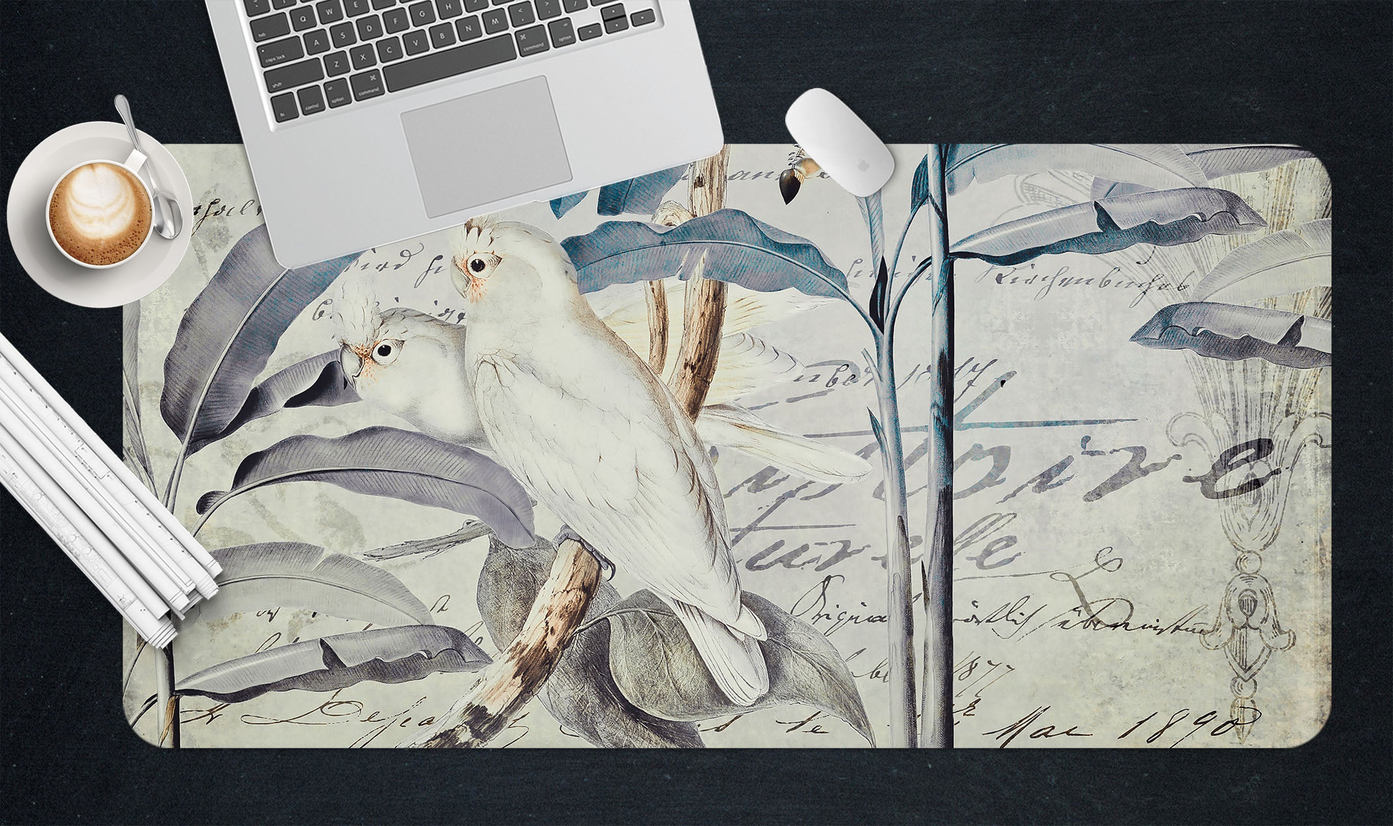 3D Bird Leaves 5232 Andrea Haase Desk Mat