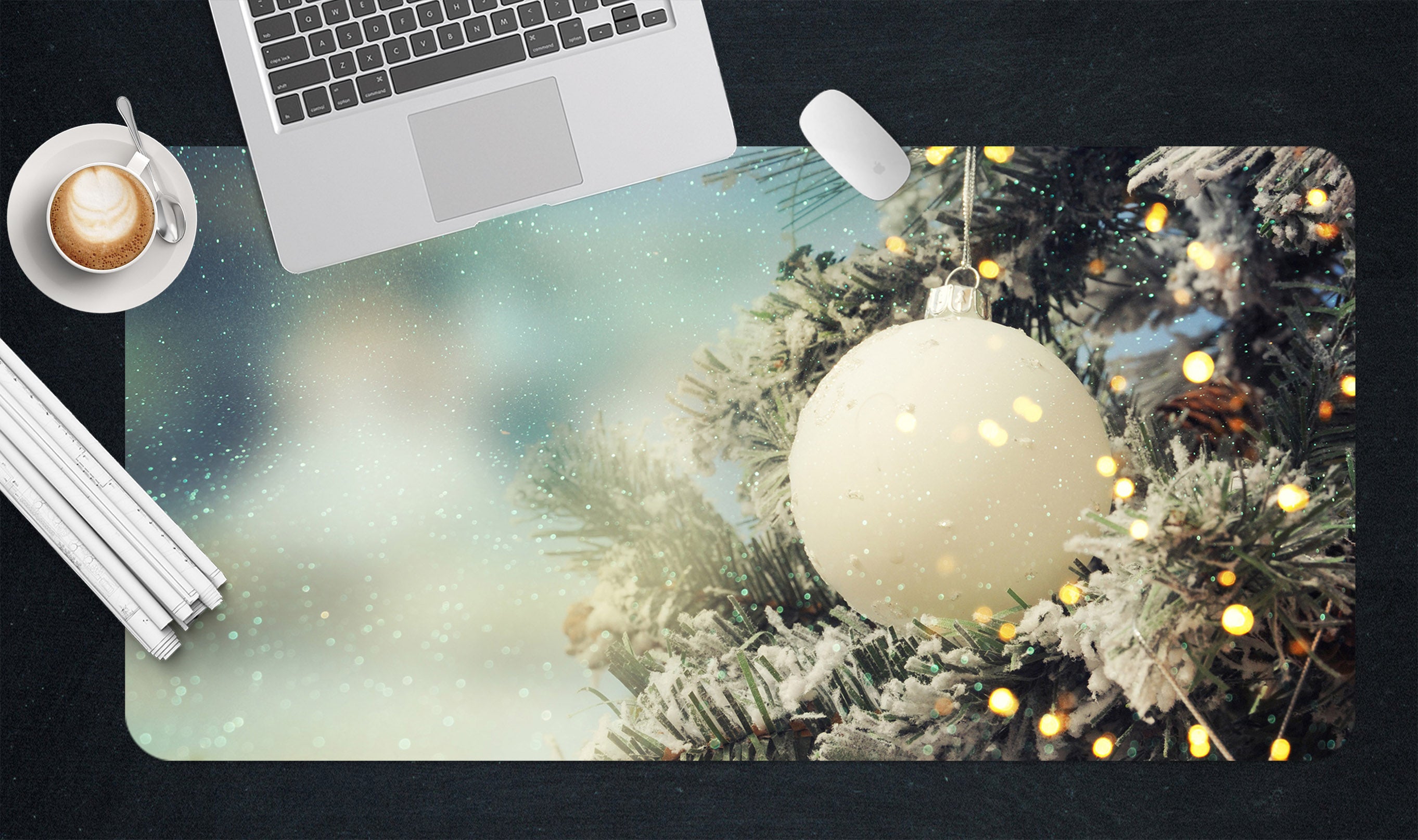 3D White Ball 51190 Christmas Desk Mat Xmas