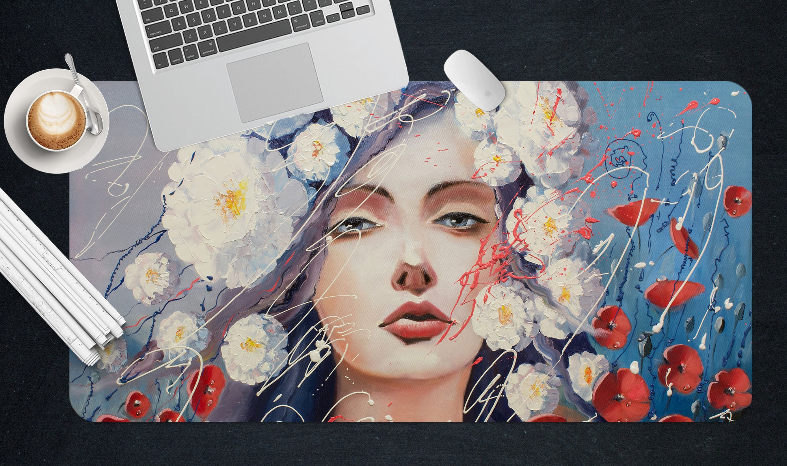 3D Flower Woman 17125 Desk Mat