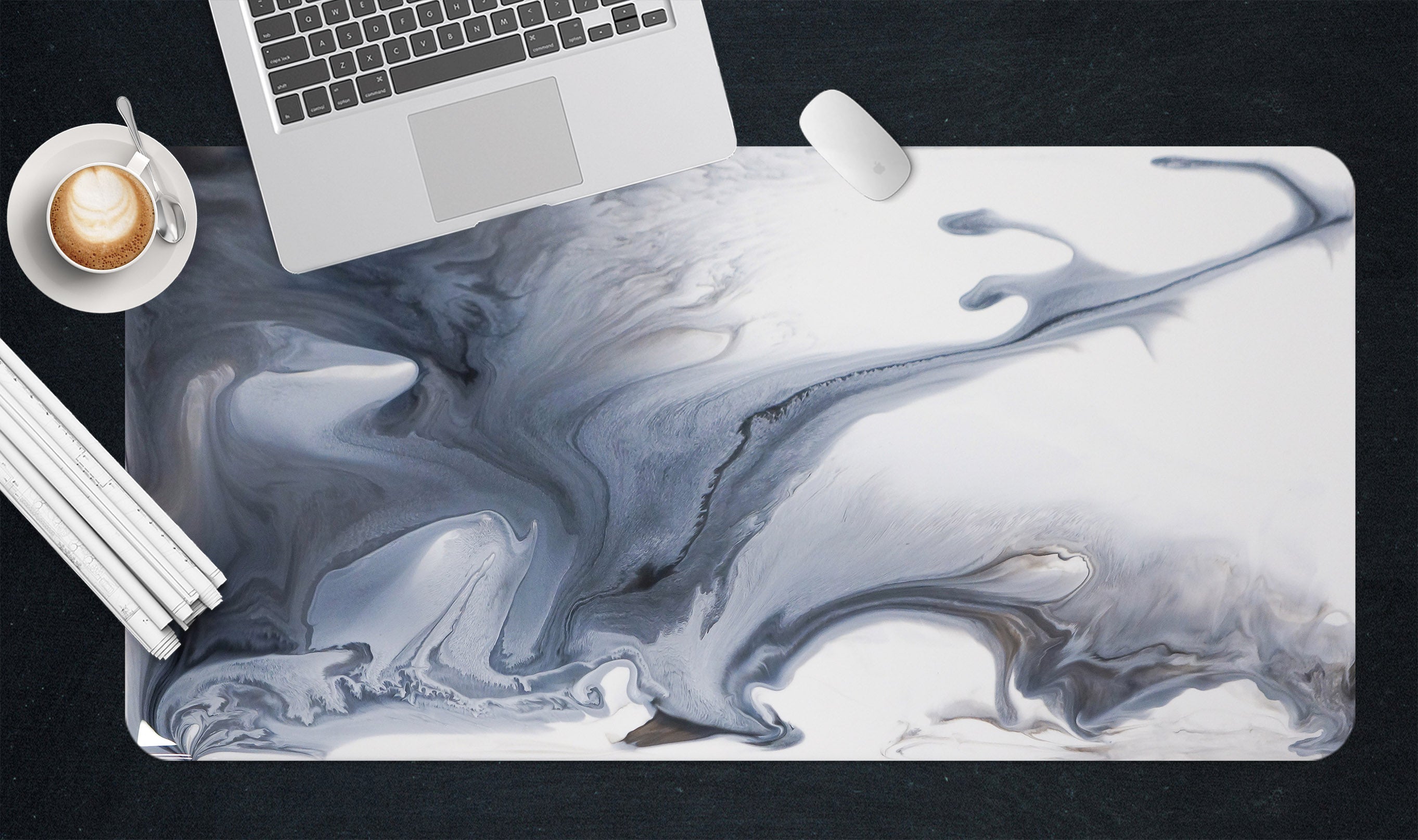 3D Grey Water Pattern 18049 Desk Mat
